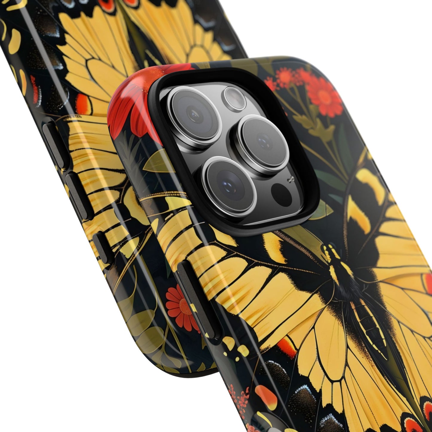 Butterfly Floral Phone Case, Tough Cases with Vibrant Design, Protective Cover for Nature Lovers, Gift for Her
