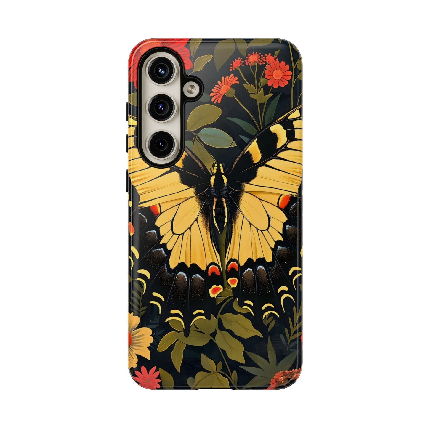 Butterfly Floral Phone Case, Tough Cases with Vibrant Design, Protective Cover for Nature Lovers, Gift for Her