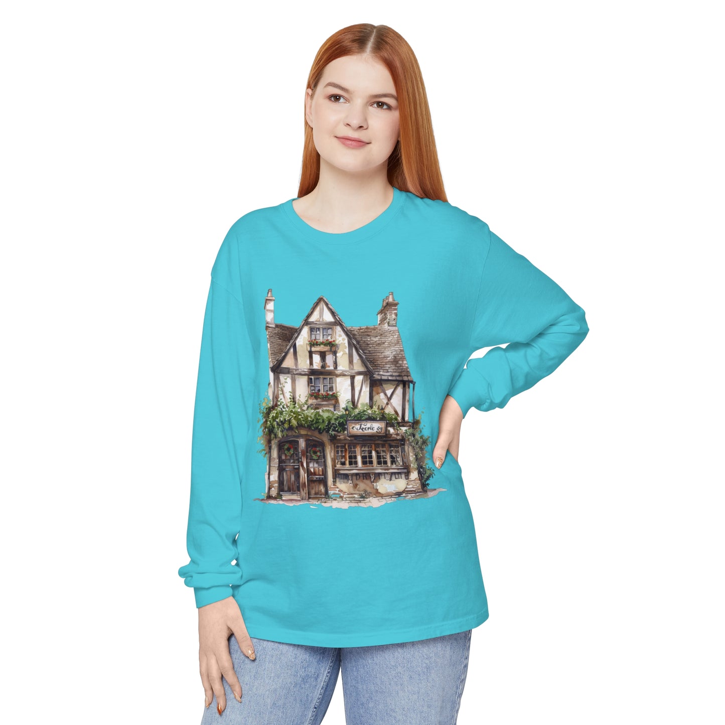 Unisex Garment-dyed Long Sleeve T-Shirt - British Historic House