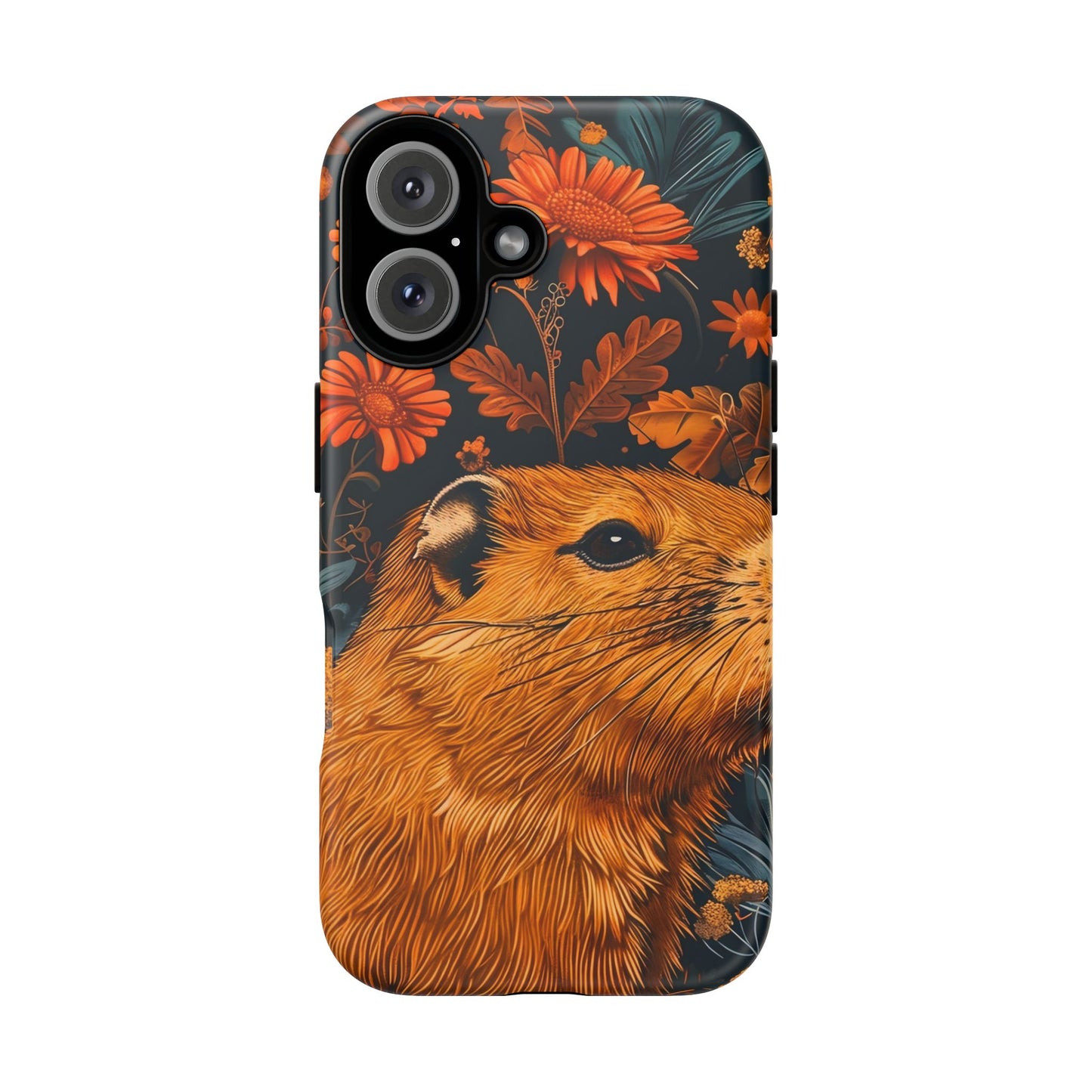 Capybara Phone Case, Floral Phone Cover, Tough Case for Animal Lovers, Unique Gift, Cute and Functional, Nature Inspired Design