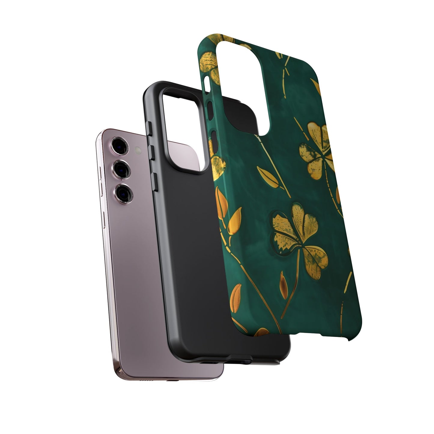 Floral Phone Case with Gold Accents, Tough Phone Cover, Stylish Phone Protector, Unique Gift for Her, Nature Lover Accessory