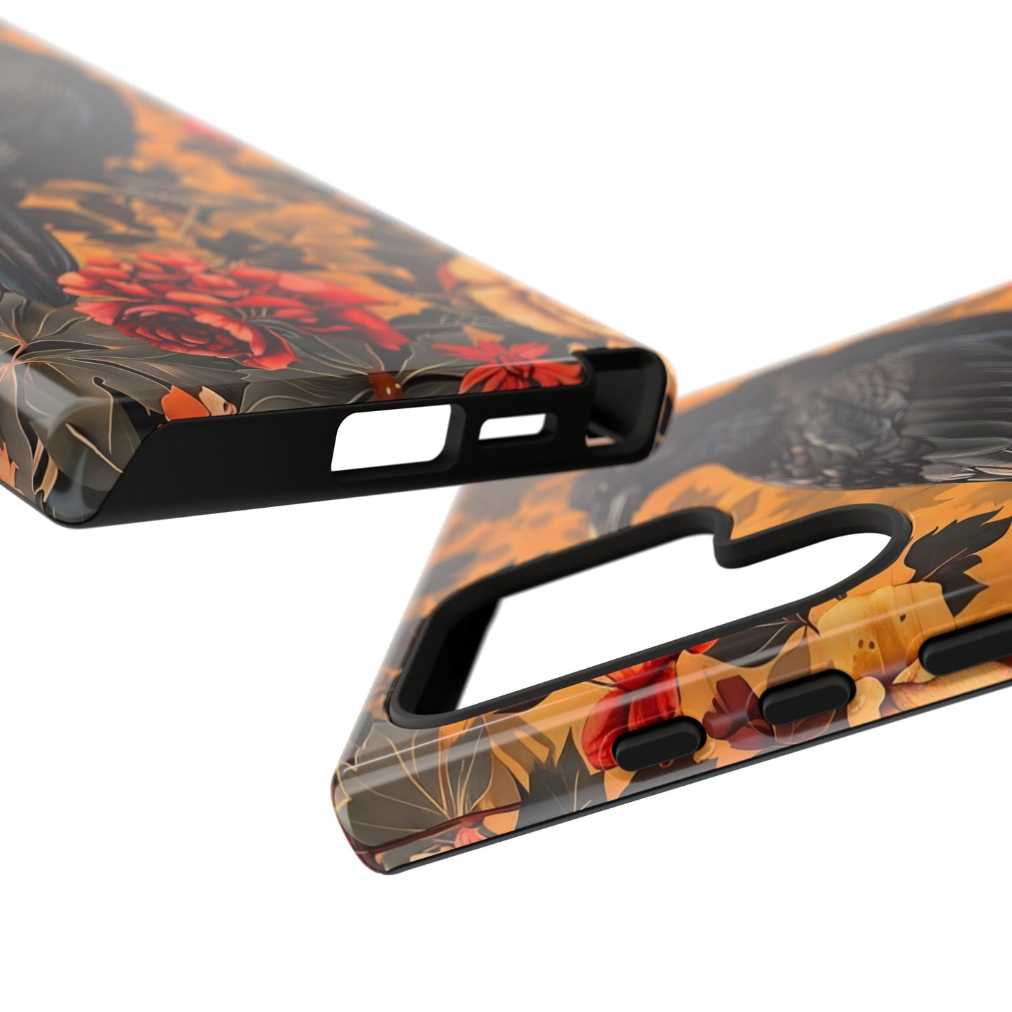 Raven Floral Phone Case - Tough Cases, Blackbird Decor, Gift for Nature Lovers, Bird Themed Accessories, Unique Phone Cover