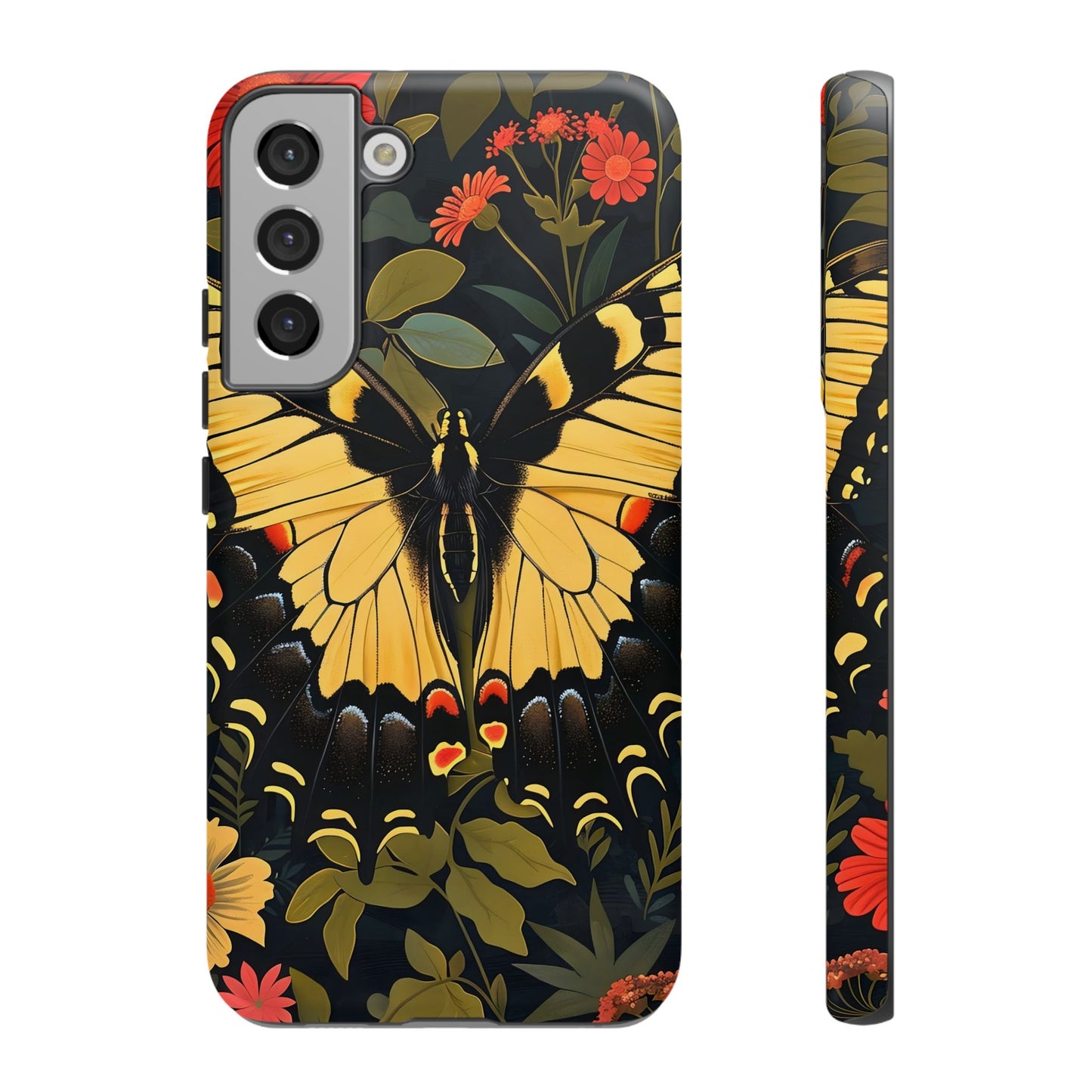 Butterfly Floral Phone Case, Tough Cases with Vibrant Design, Protective Cover for Nature Lovers, Gift for Her
