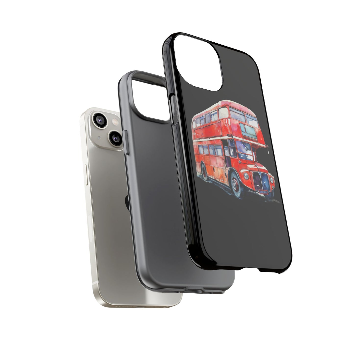 London Bus Phone Case, Tough iPhone Cover, Unique Gift for Travelers, Vintage Style Accessories, Holiday Present Idea