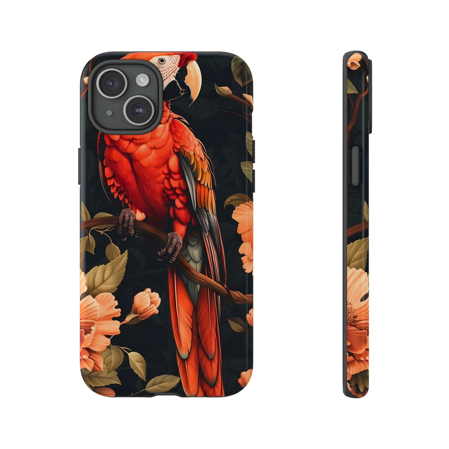 Vibrant Tropical Phone Case with Parrot Design, Bird Lovers Gift, Floral Phone Cover, Nature Inspired Accessories, Tough Cases