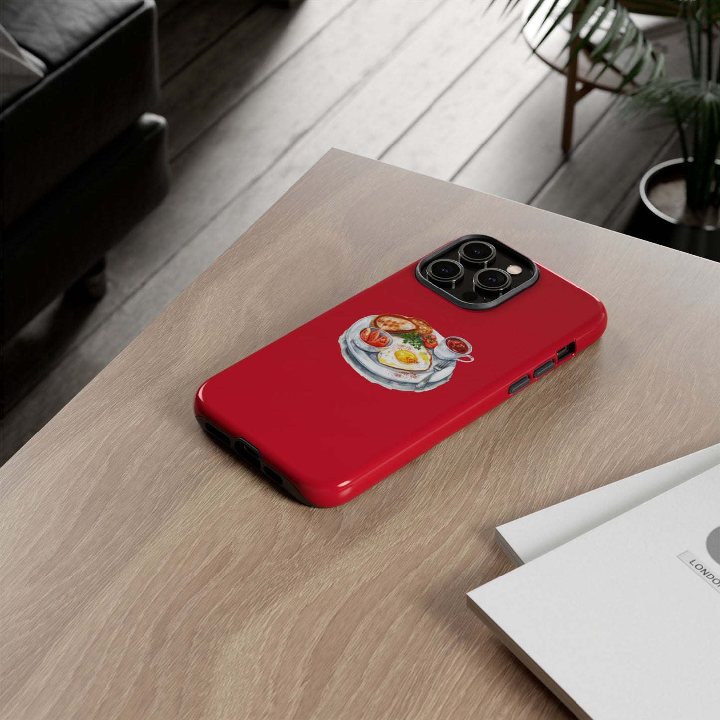 Breakfast-Inspired Phone Case, Tough Phone Covers, Foodie Gifts, Unique Accessories, Cute Kitchen Decor, Red Phone Case