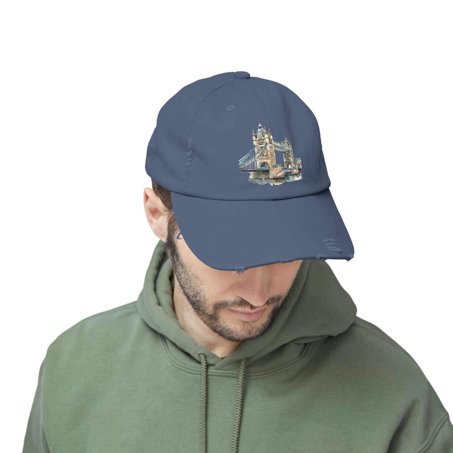 Vintage London Bridge Cap, Trucker Hat, Distressed Baseball Cap, Casual Wear, Gift for Travelers, Unisex Cap