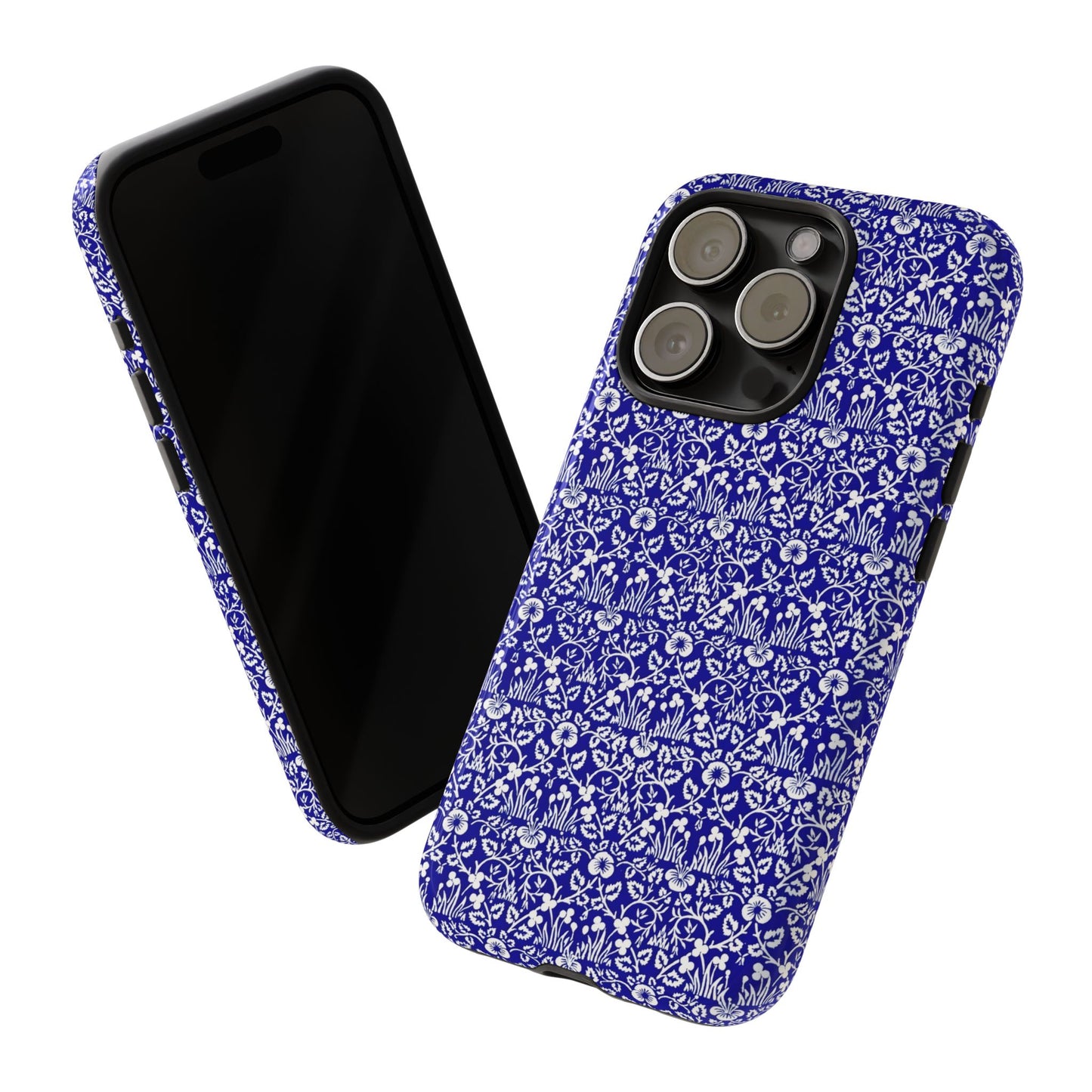 Elegant Floral Phone Case - Tough Cases, Blue Floral Design, Stylish Phone Accessory, Unique Gift, Modern Tech Protection