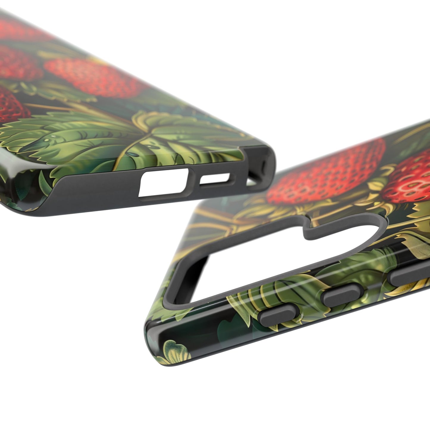 Strawberry Phone Case, Tough Berry Case, Floral Phone Cover, Cute Smartphone Shell, Nature-Inspired Gift