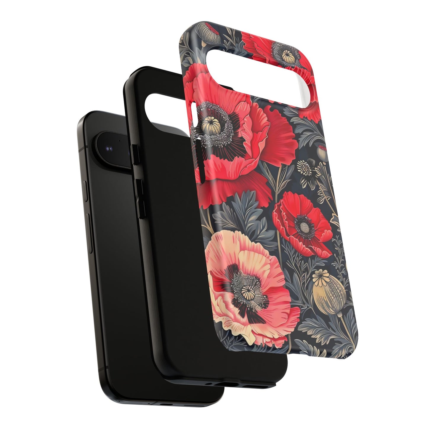 Floral Phone Case with Artistic Poppies, Tough Cases, Flower Design, Nature Lover Gift, Customizable Mobile Cover, Stylish Phone Accessories