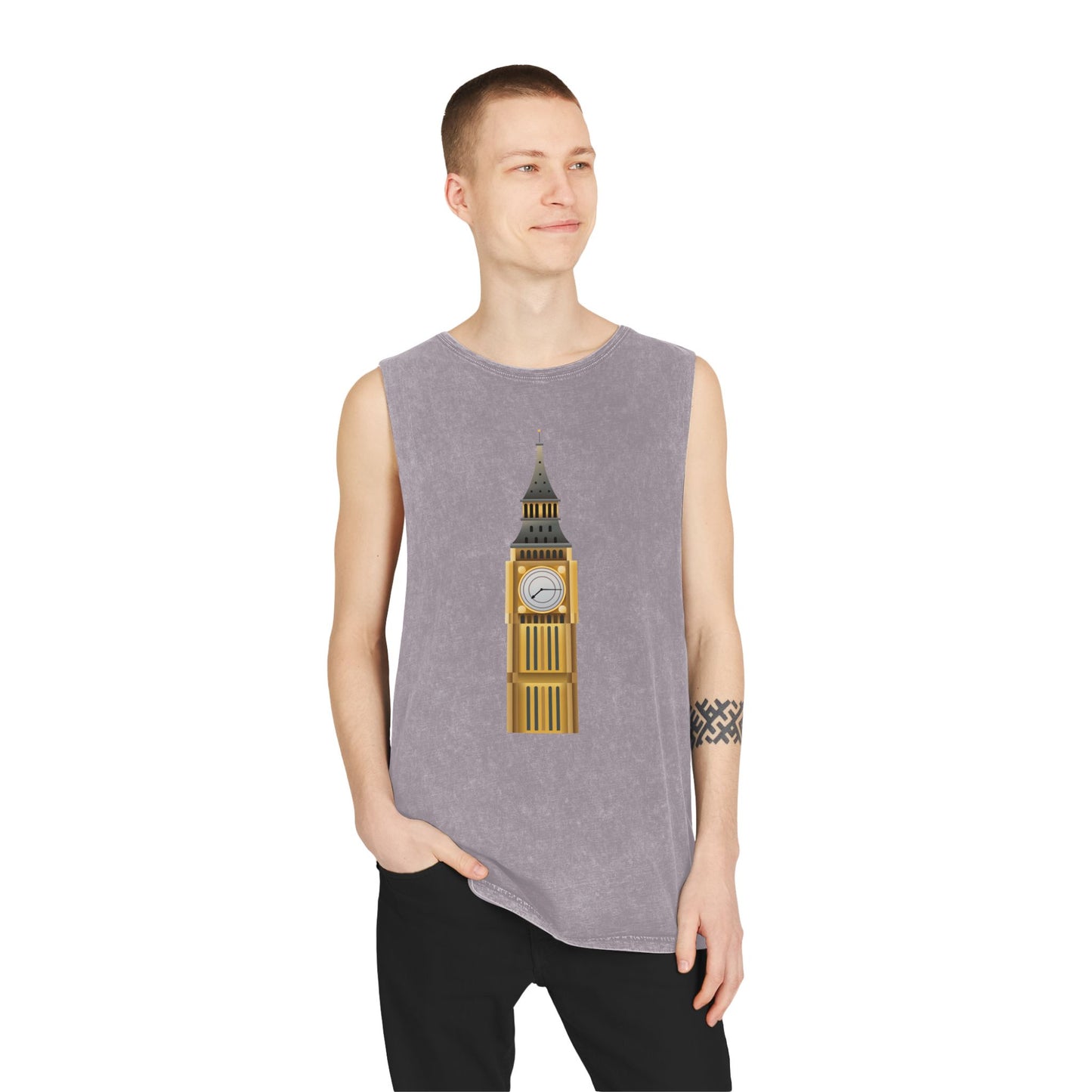 Unisex Stonewash Tank Top - Iconic Big Ben Clock Tower