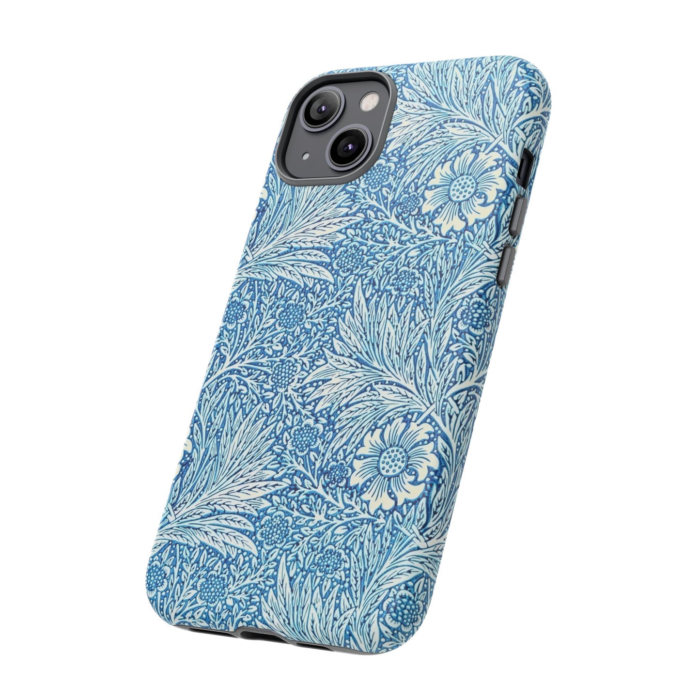 Stylish Phone Case, Tough Floral Phone Cover, Fashionable Tech Accessory, Gift for Her, Blue Flower Design