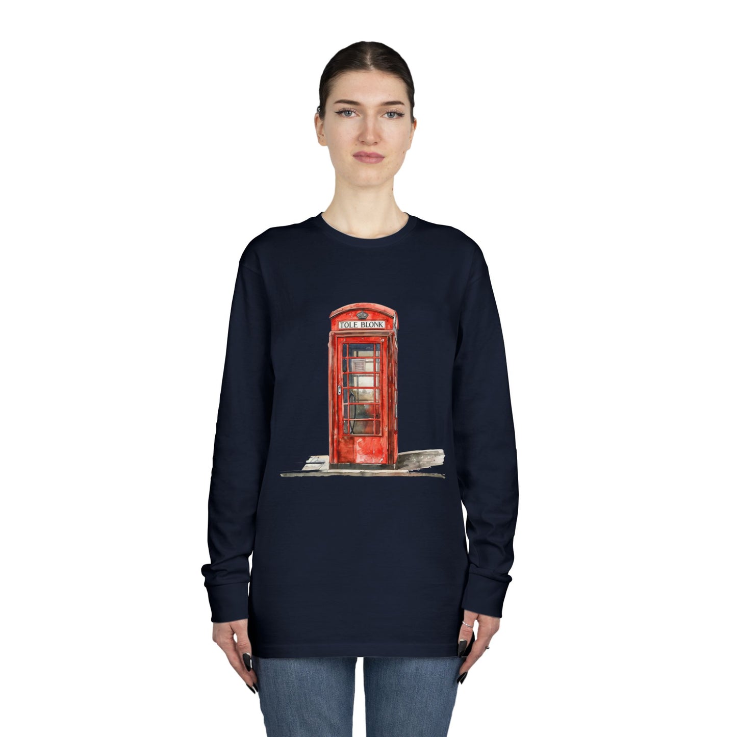 Long Sleeve Crewneck Tee - Iconic British Public Telephone