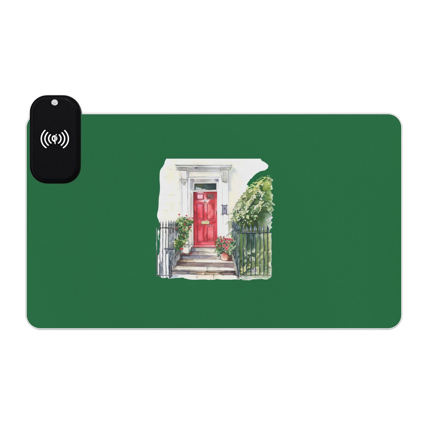 Red Door Housefront - British Beauty - LED Gaming Mouse Pad with Wireless Charging, Perfect Accessory for Gamers, Desk Decor, Tech Enthusiasts, Holiday Gift Idea,Functional Gadget