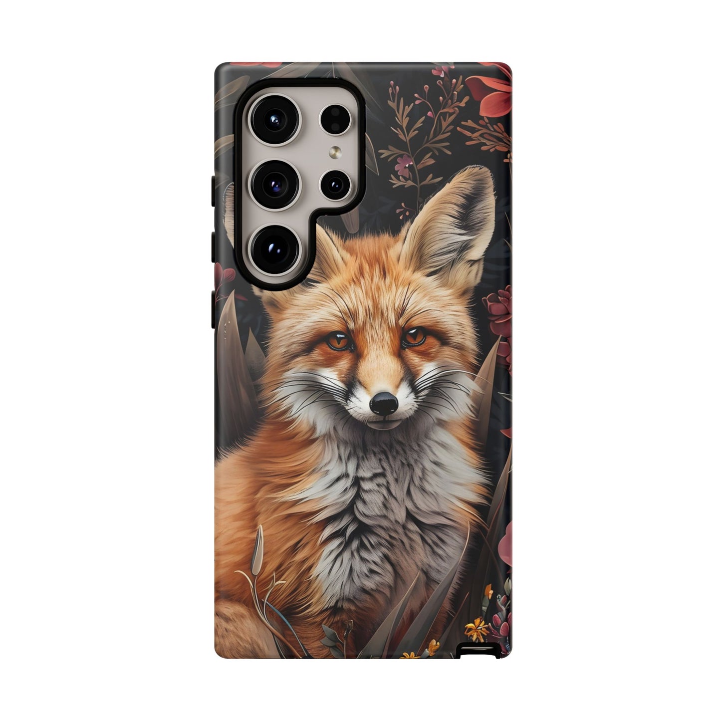 Fox Floral Phone Case, Tough Cases for Animal Lovers, Nature Themed Gift, Cute Phone Cover, Wild Fox Protector