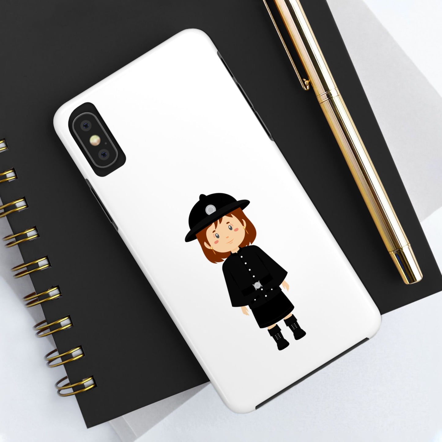 Cute Police Officer Tough Phone Case, Protective Cover, Phone Accessory, Gift for Him/Her, Fun Design for All Ages, Cartoon Case