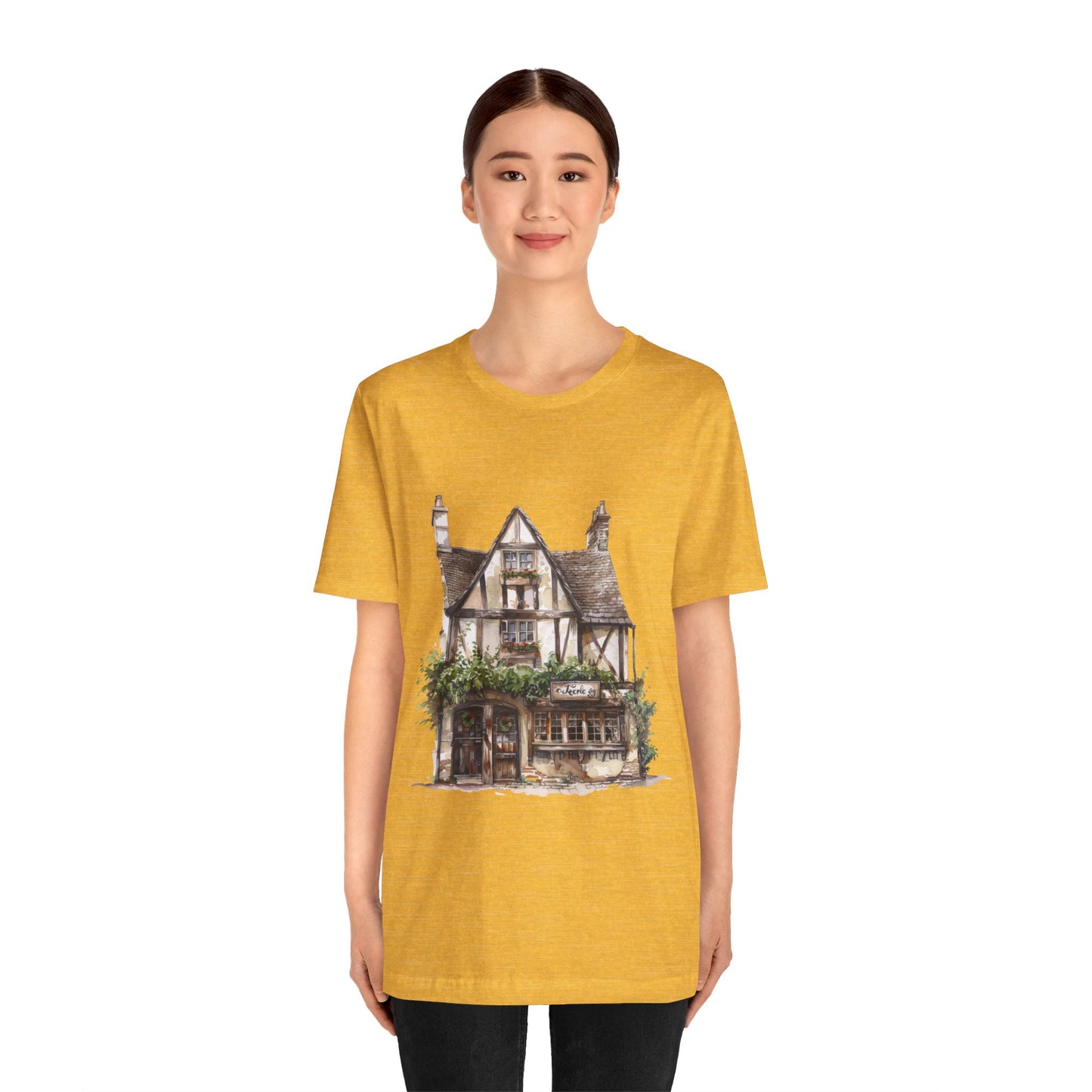 Unisex Jersey Short Sleeve Tee - Cottages & Cobblestones - A British Village Dream