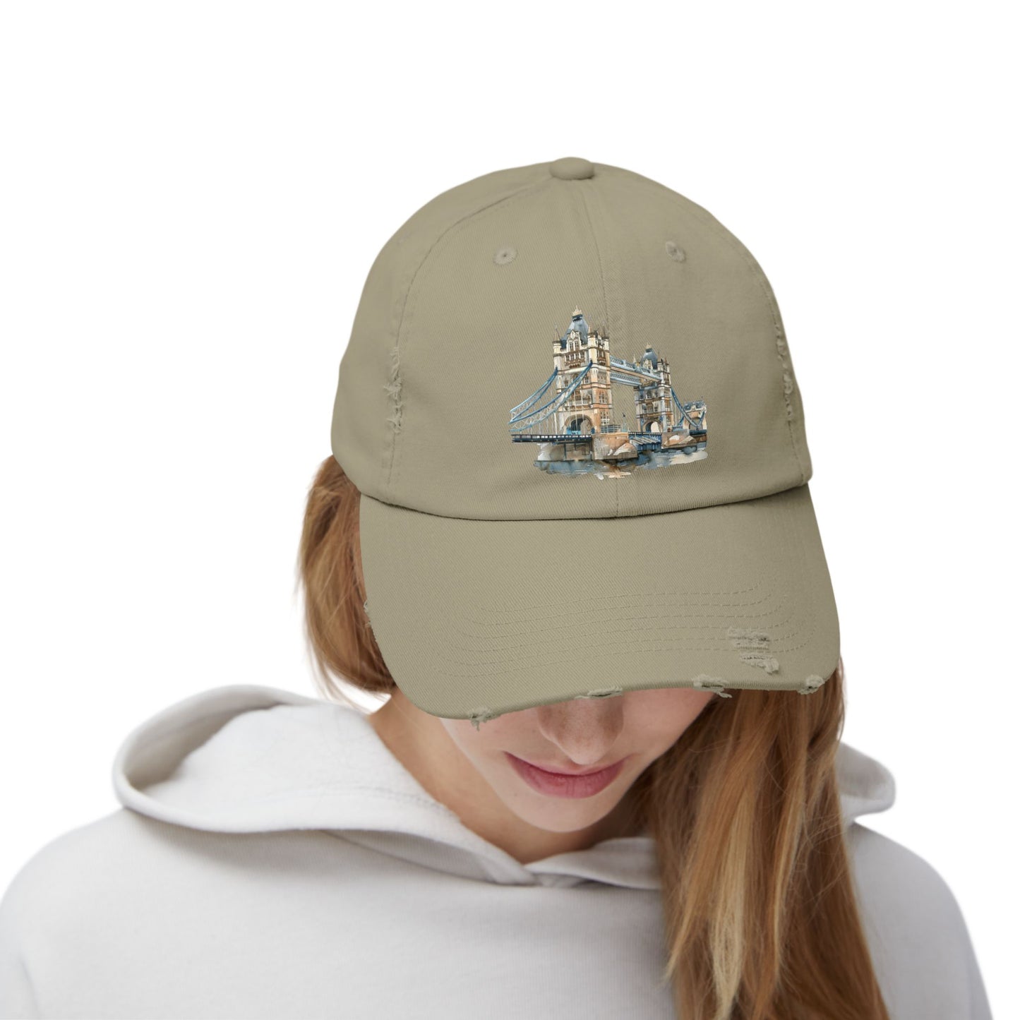 Vintage London Bridge Cap, Trucker Hat, Distressed Baseball Cap, Casual Wear, Gift for Travelers, Unisex Cap