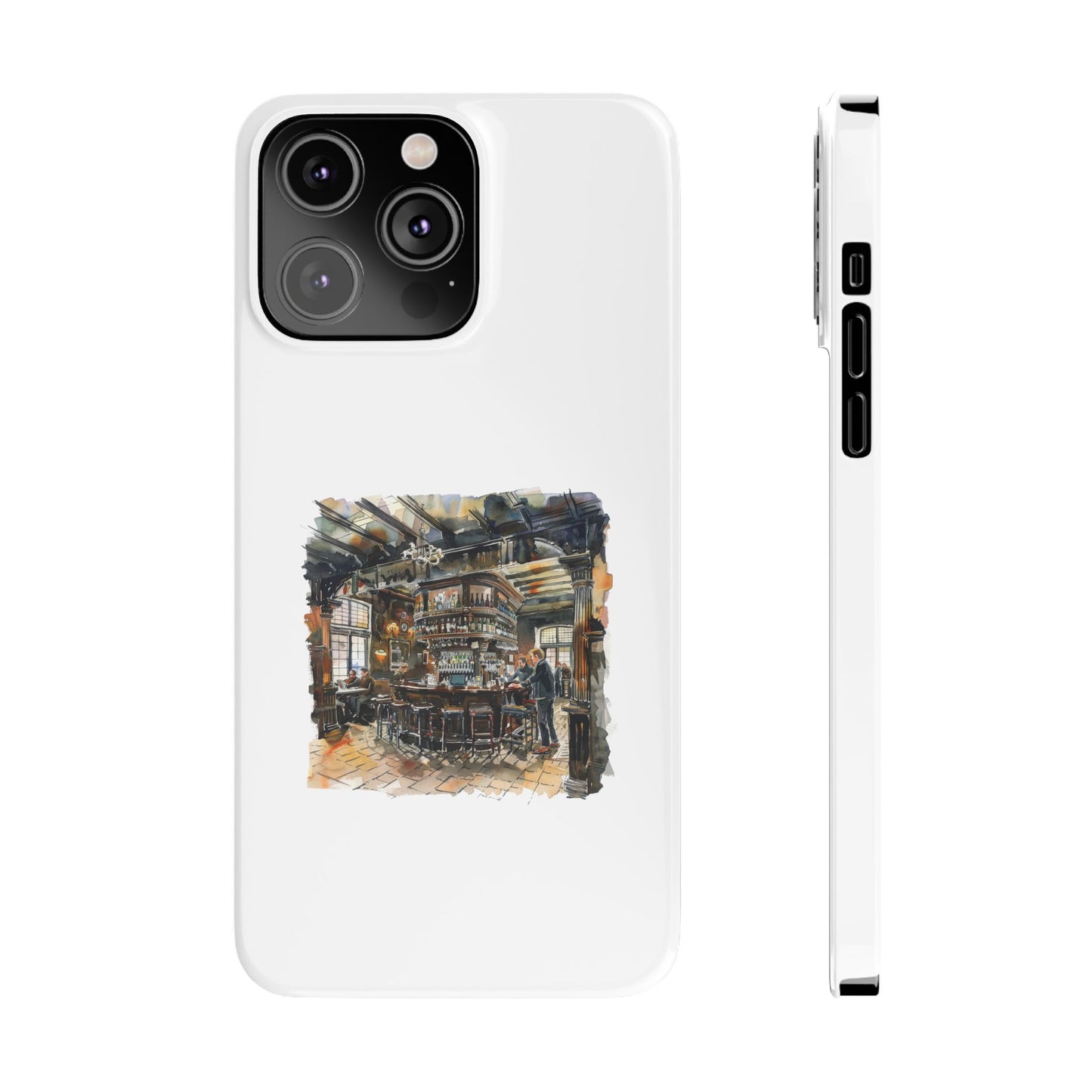 Artisan Bar Scene Phone Cases, Custom Slim Cases for Home Decor Lovers, Unique Gift for Bar Enthusiasts, Perfect for Birthdays and Holidays