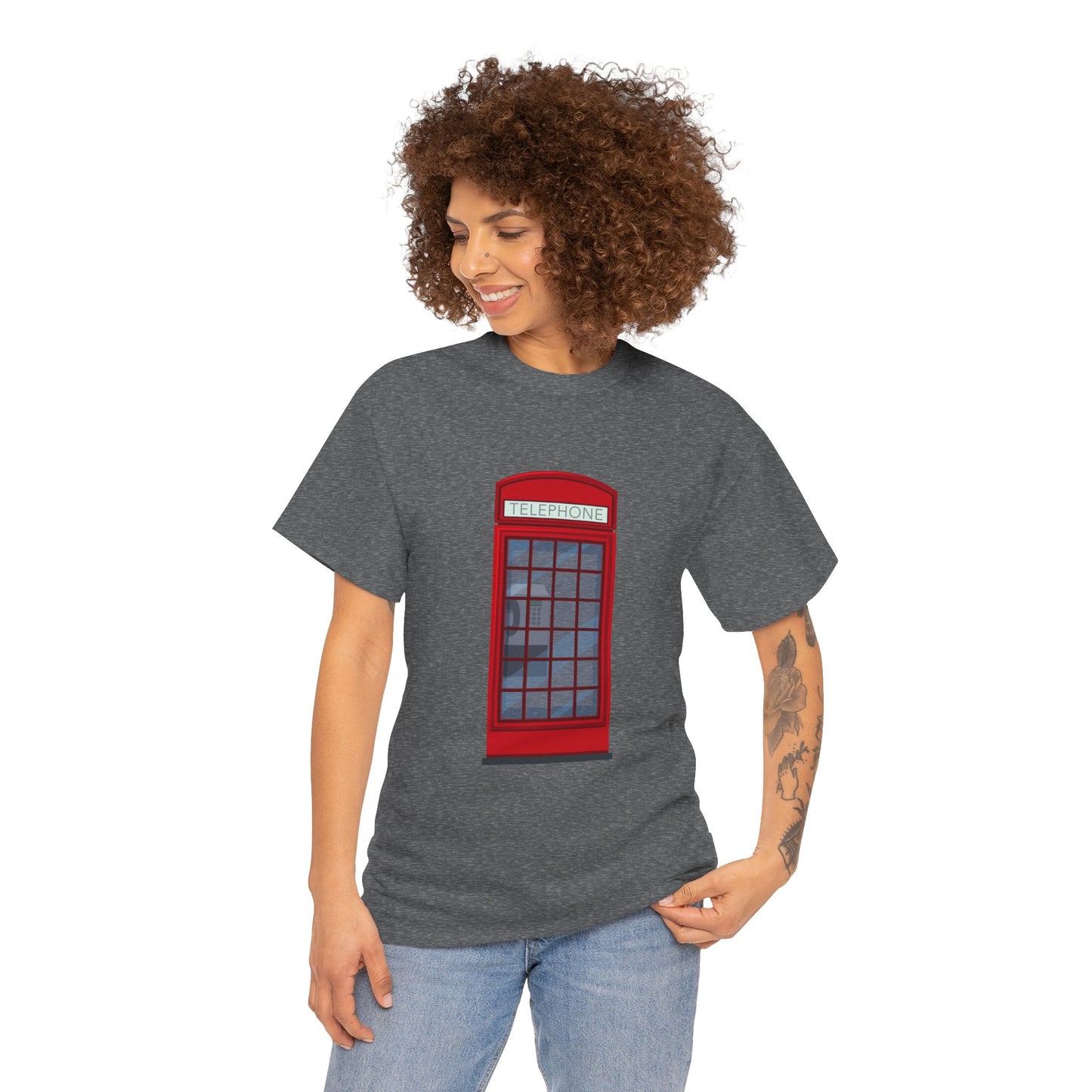 Unisex Heavy Cotton Tee - Iconic British Public Telephone