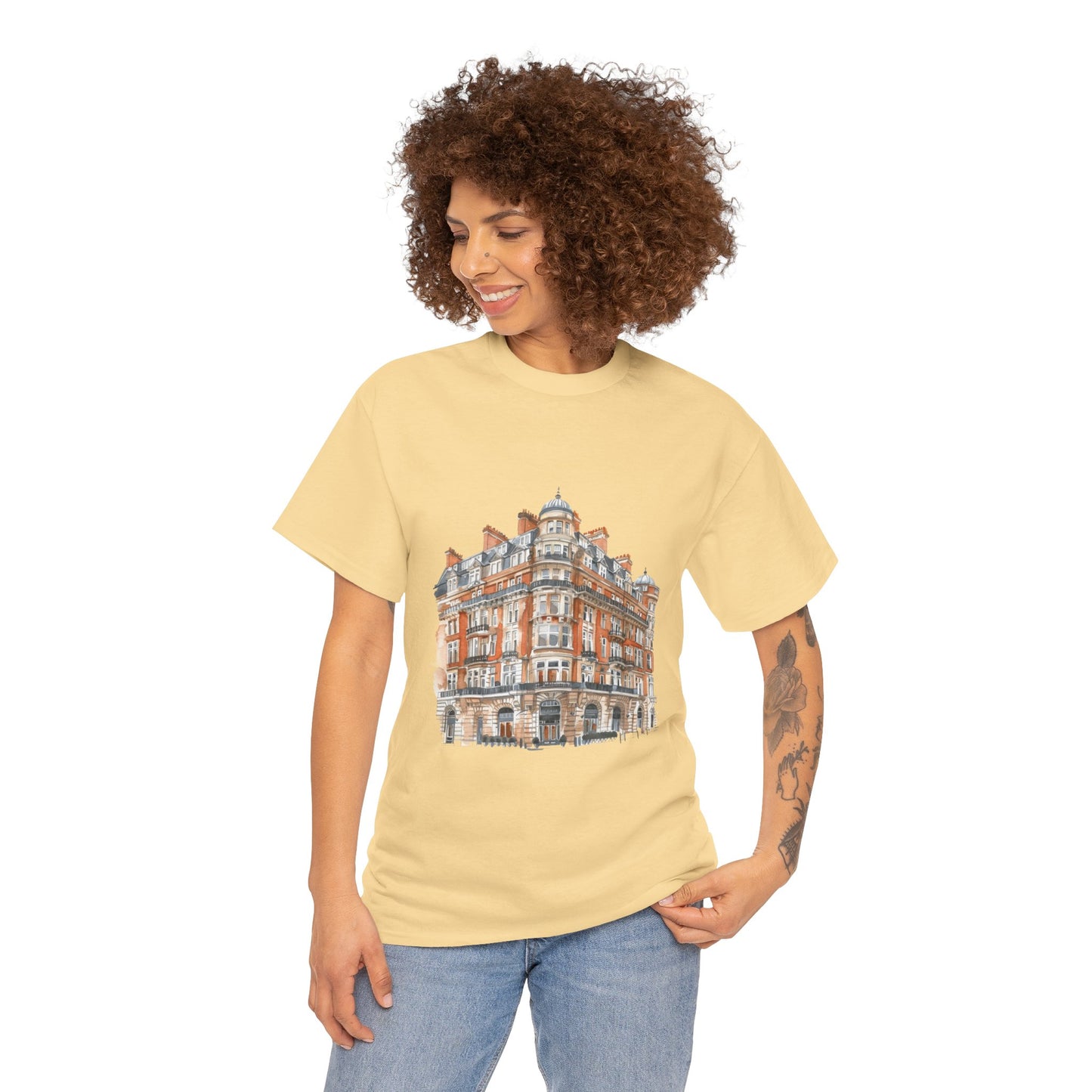Unisex Heavy Cotton Tee - Classic British Architecture - Elegant Historic Building