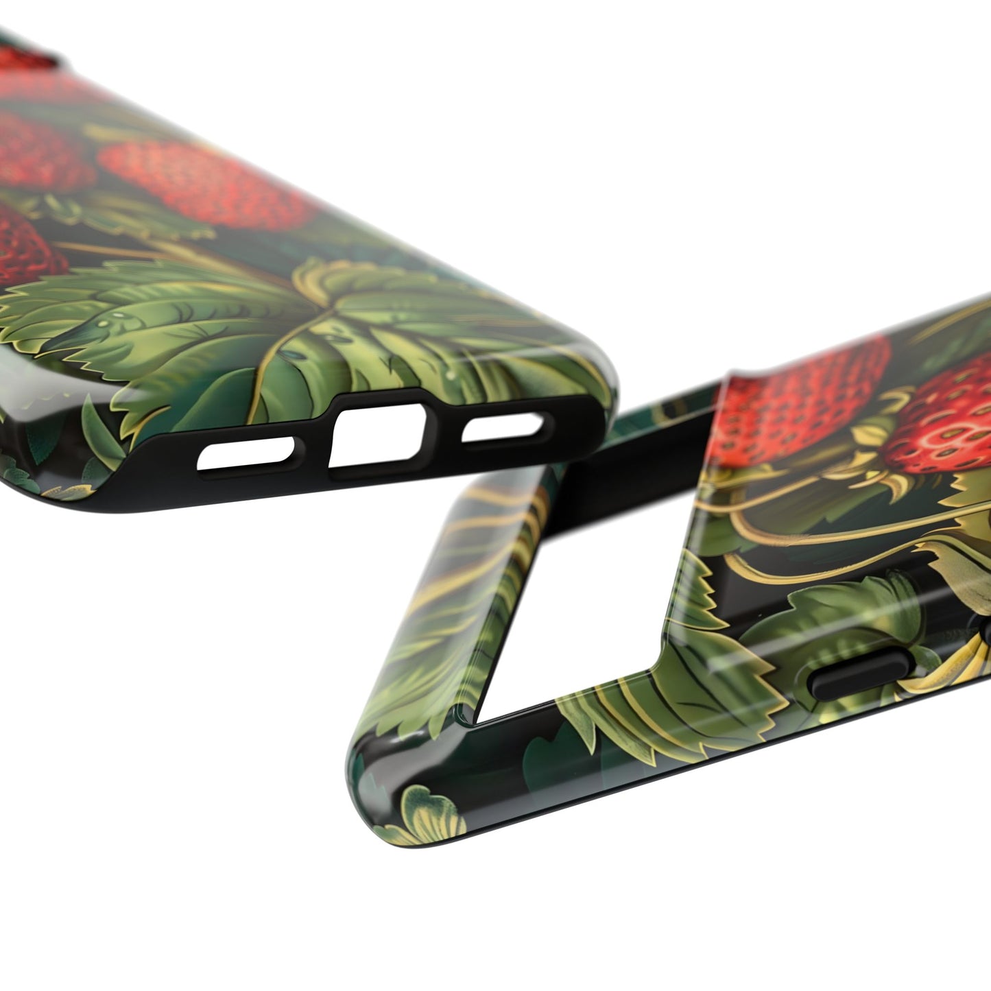 Strawberry Phone Case, Tough Berry Case, Floral Phone Cover, Cute Smartphone Shell, Nature-Inspired Gift