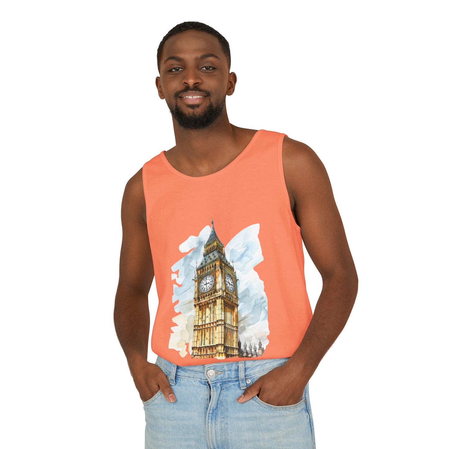 Unisex Garment-Dyed Tank Top - Iconic Big Ben Clock Tower