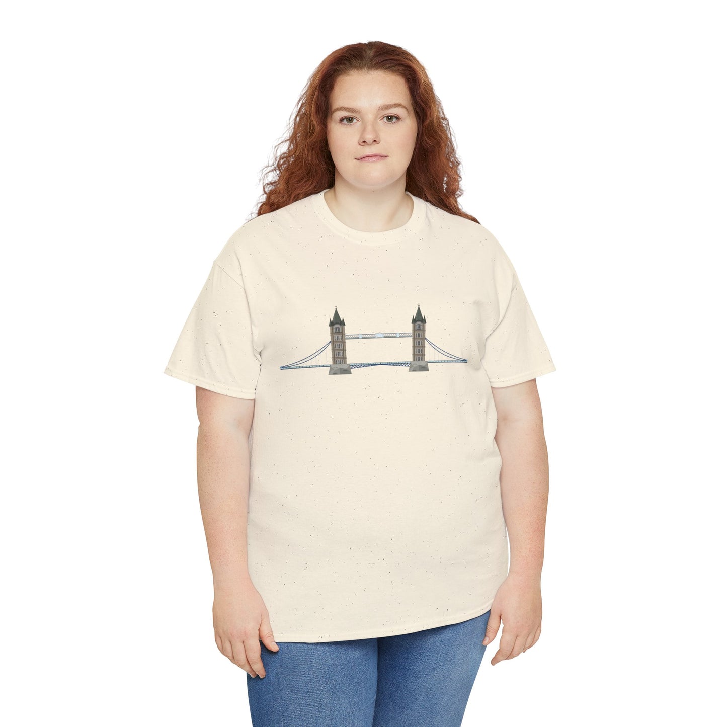 Unisex Heavy Cotton Tee - Tower Bridge - Iconic London Landmark Illustration