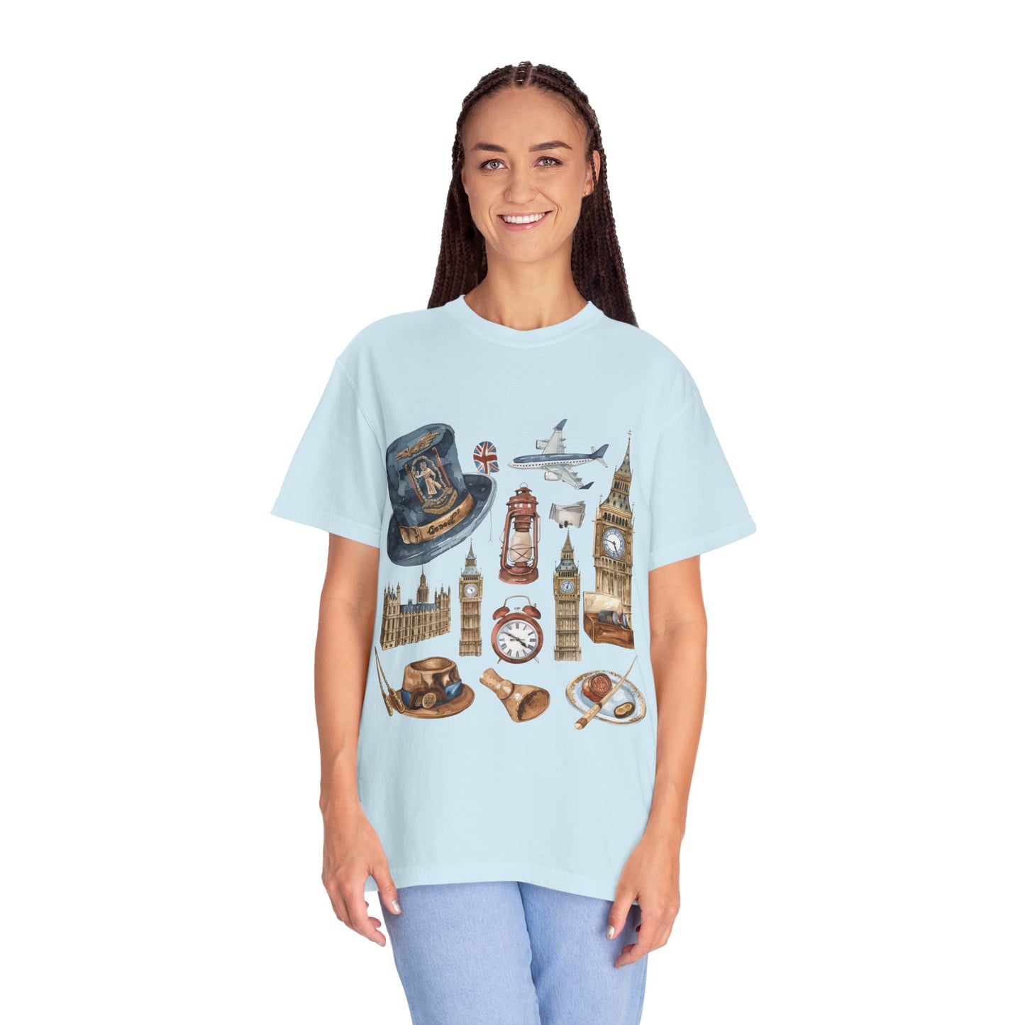 Unisex Garment-Dyed T-shirt - Icons of England - From Big Ben to Red Buses