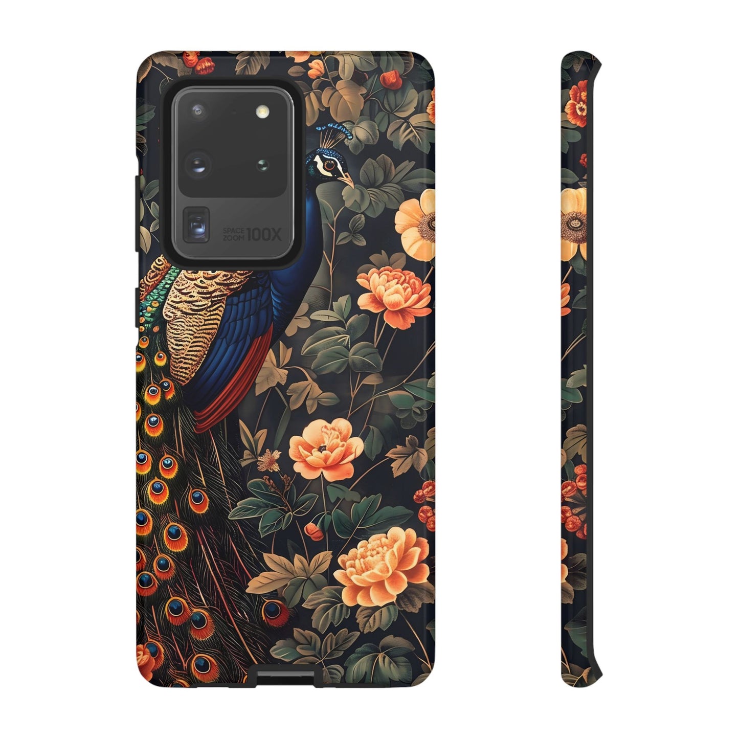 Elegant Peacock Phone Case, Floral Tough Phone Cover, Gifts for Her, Custom Art Phone Cases, Birthday, Chic Accessories