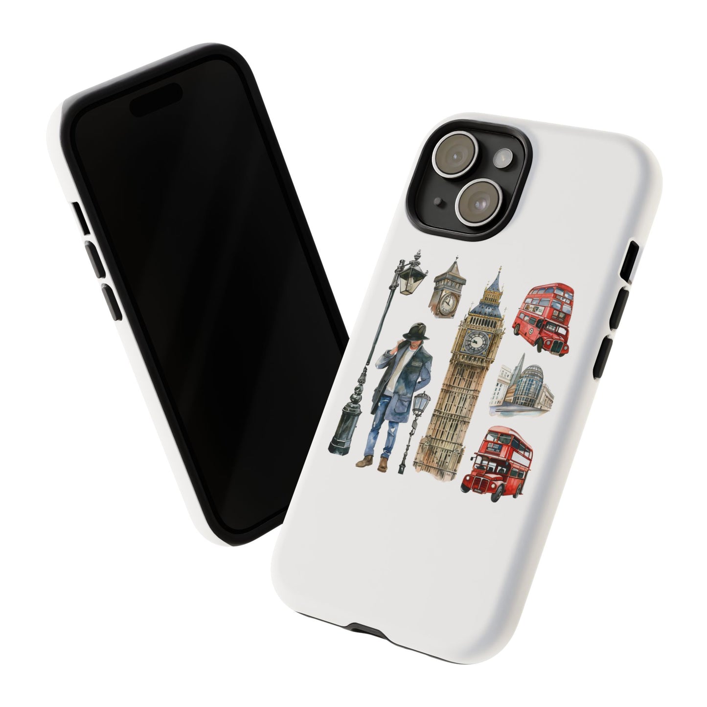 London Iconic Design Phone Case, Tough Cases, Gift for Travelers, London Souvenir, London Icons, Red Bus Phone Case