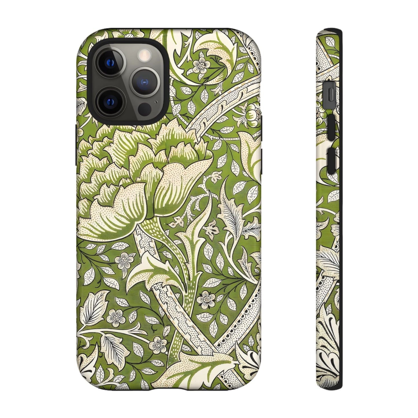 Stylish Phone Case with Floral Design, Durable Protective Cover for iPhone, Unique Gift for Birthdays, Mother's Day, Green Aesthetic