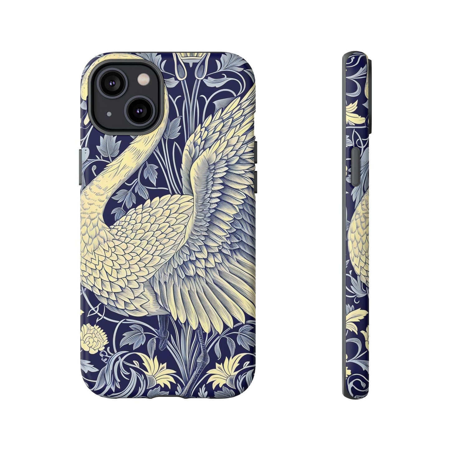 Elegant Swan Phone Case, Floral Design, Tough Cases for Gift, Stylish Protection, Unique Phone Accessory, Modern Floral Art