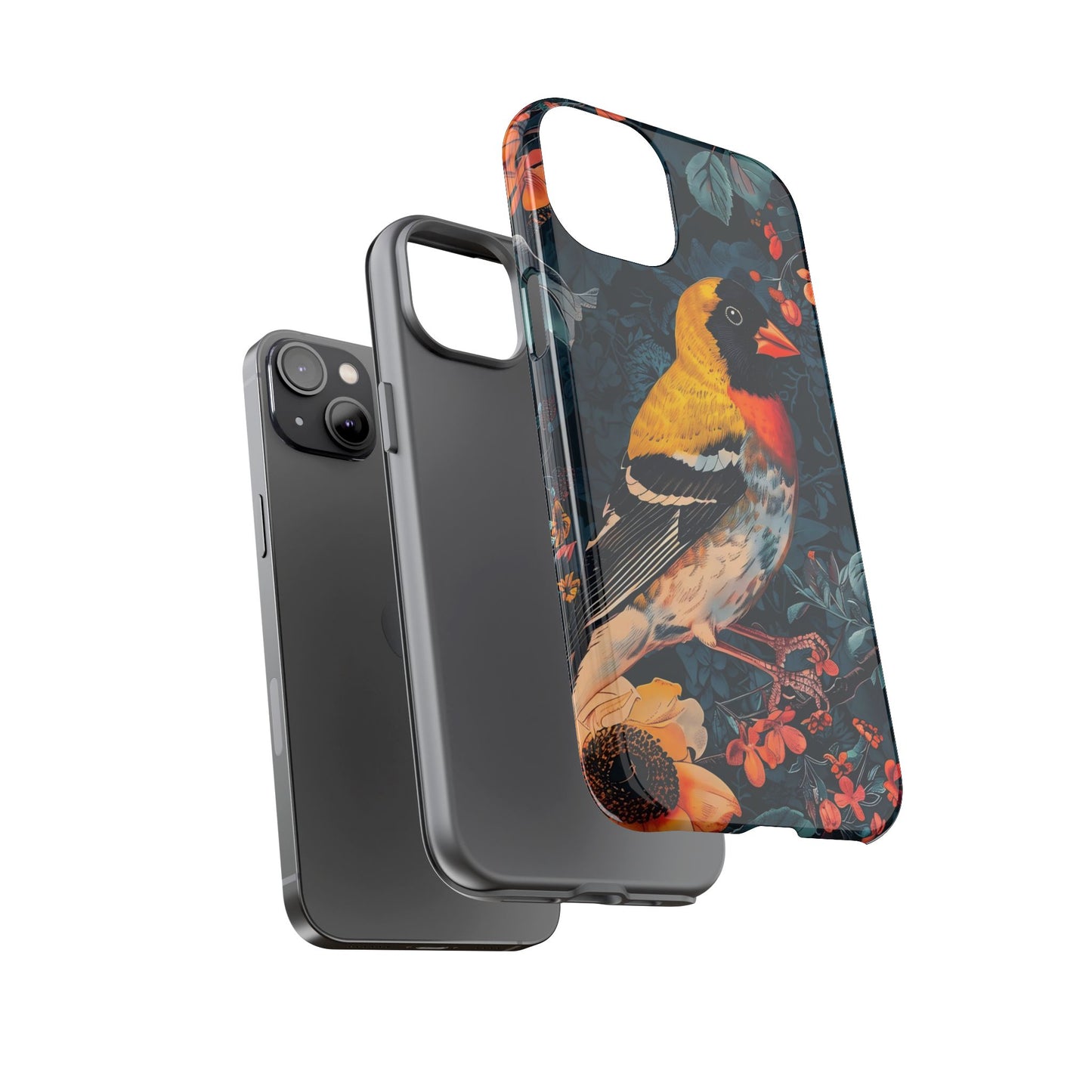 Colorful Bird Phone Case, Floral Phone Cover, Tough Phone Protector, Nature Lover Gift, Botanical Case, Unique Mobile Accessory