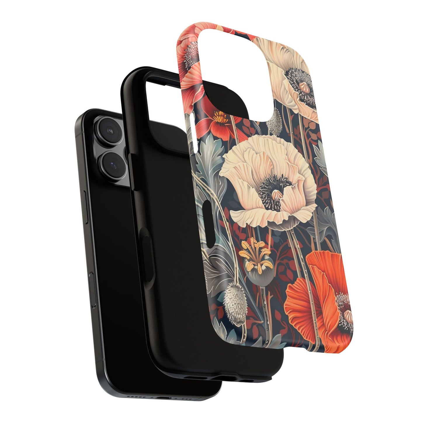 Floral iPhone Case, Tough Phone Cover, Artistic Protection, Flower Design, Unique Gift for Her, Phone Accessory, Trendy Tech