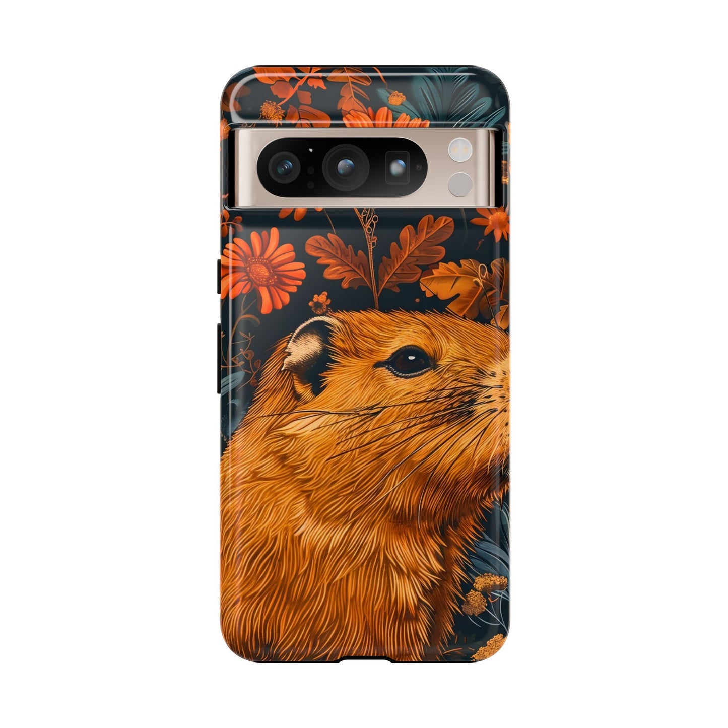Capybara Phone Case, Floral Phone Cover, Tough Case for Animal Lovers, Unique Gift, Cute and Functional, Nature Inspired Design