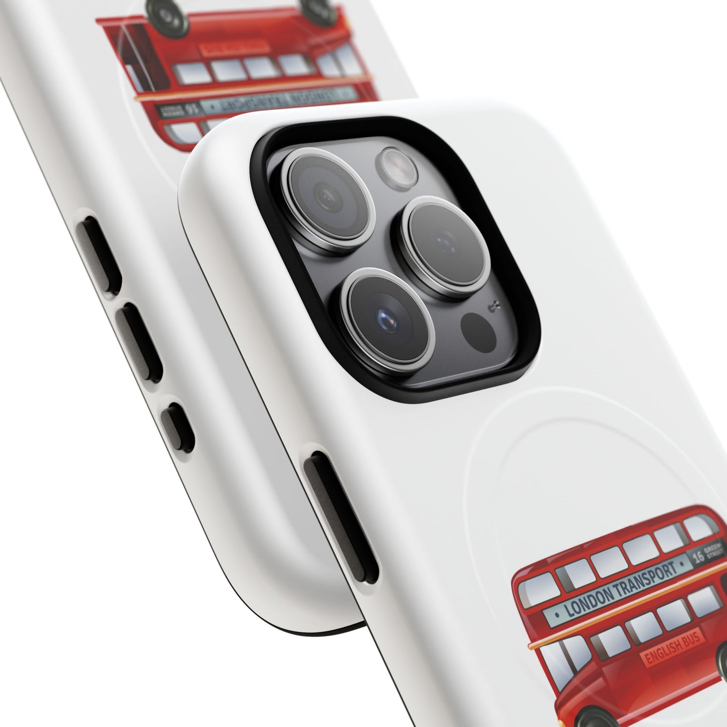 London Bus Tough Magnetic Case, iPhone Protector, Unique Phone Cover, Gifts for Travelers, Durable Mobile Case