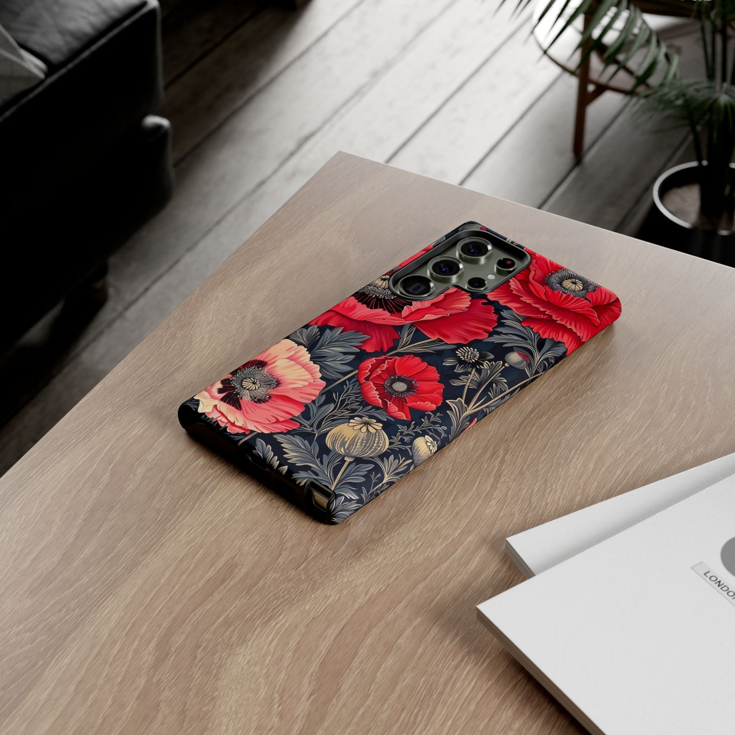 Floral Phone Case with Artistic Poppies, Tough Cases, Flower Design, Nature Lover Gift, Customizable Mobile Cover, Stylish Phone Accessories