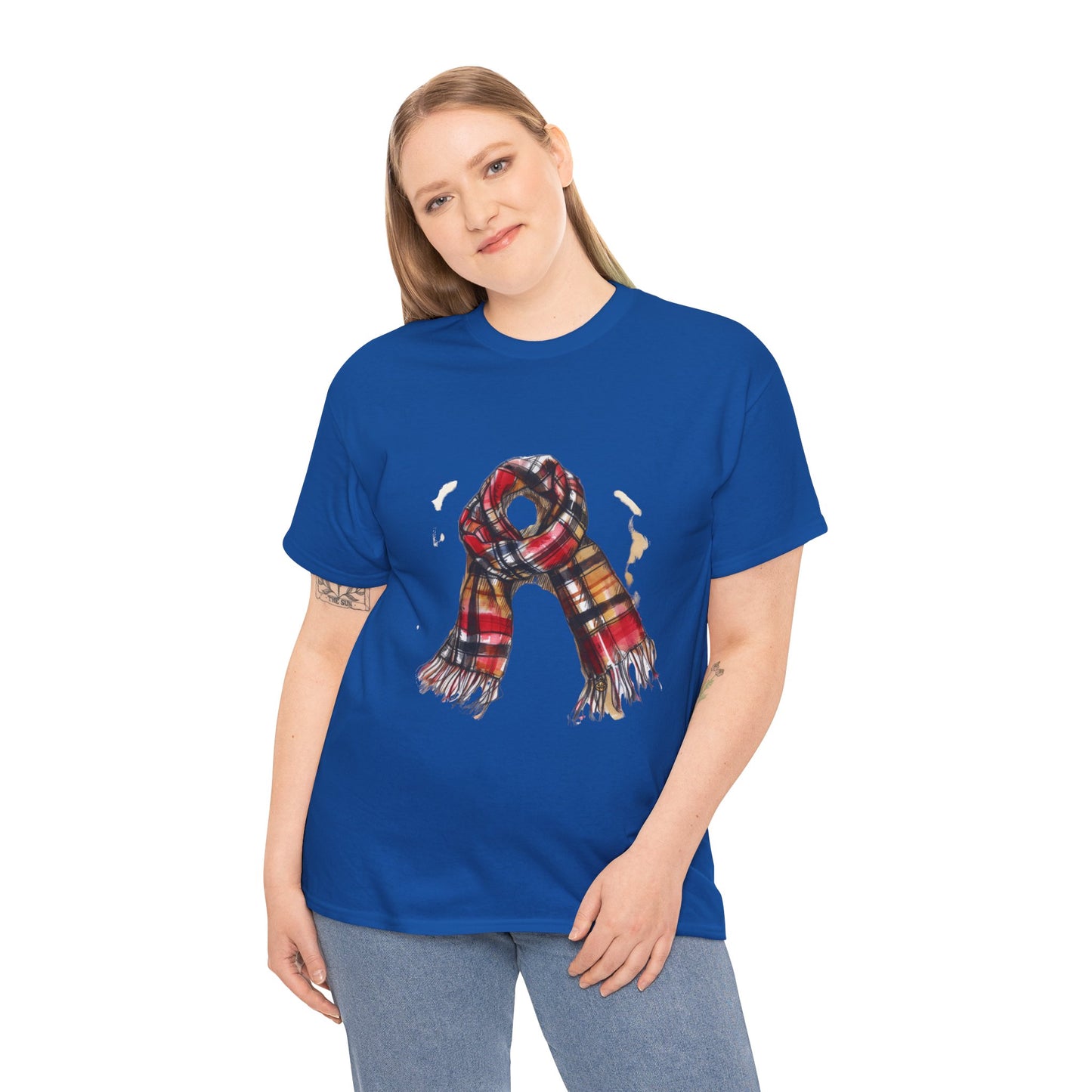 Unisex Heavy Cotton Tee - Plaid Scarf Design
