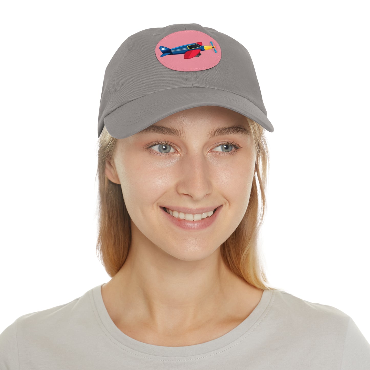 Vintage Aeroplane Dad Hat with Leather Patch (Round)