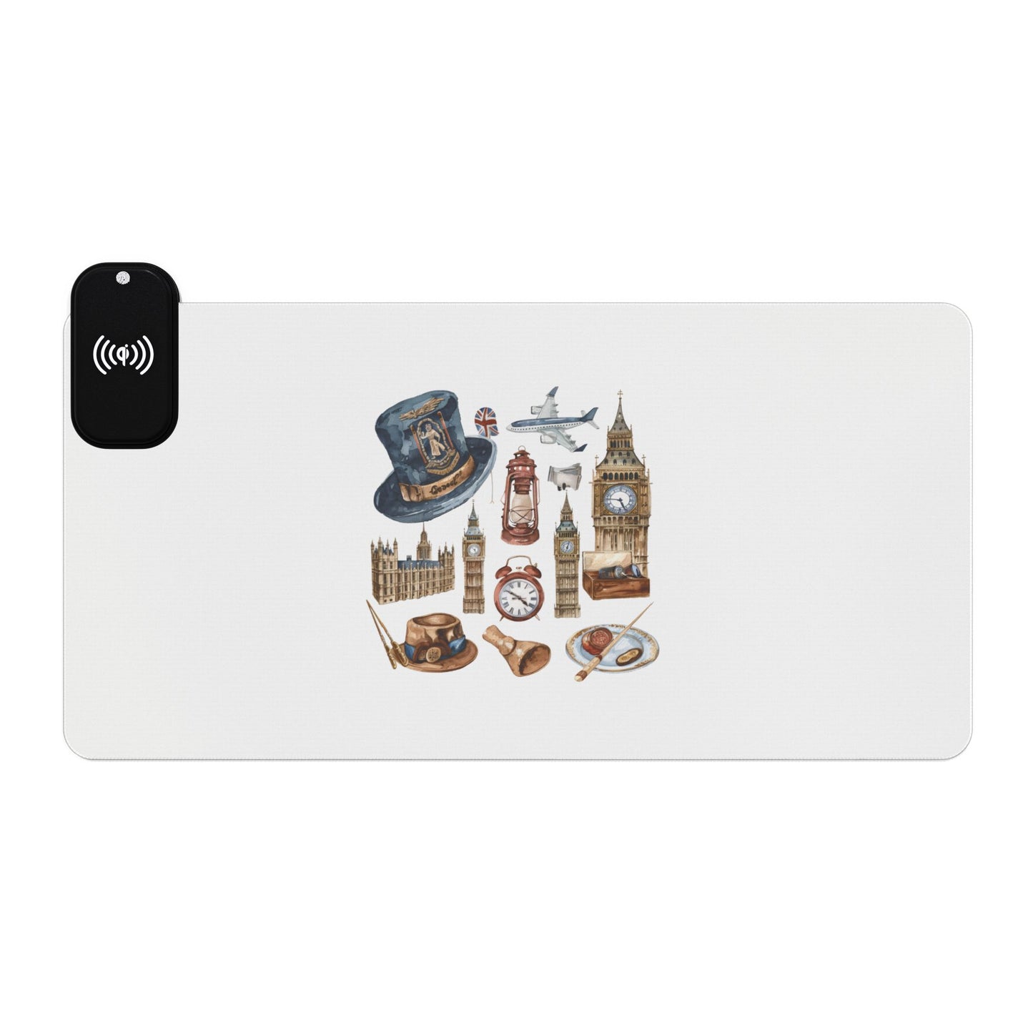 British Iconic - LED Gaming Mouse Pad with Wireless Charging - Stylish Desk Accessory for Gamers, Perfect for Home Office, Gaming Stations, Unique Gifts
