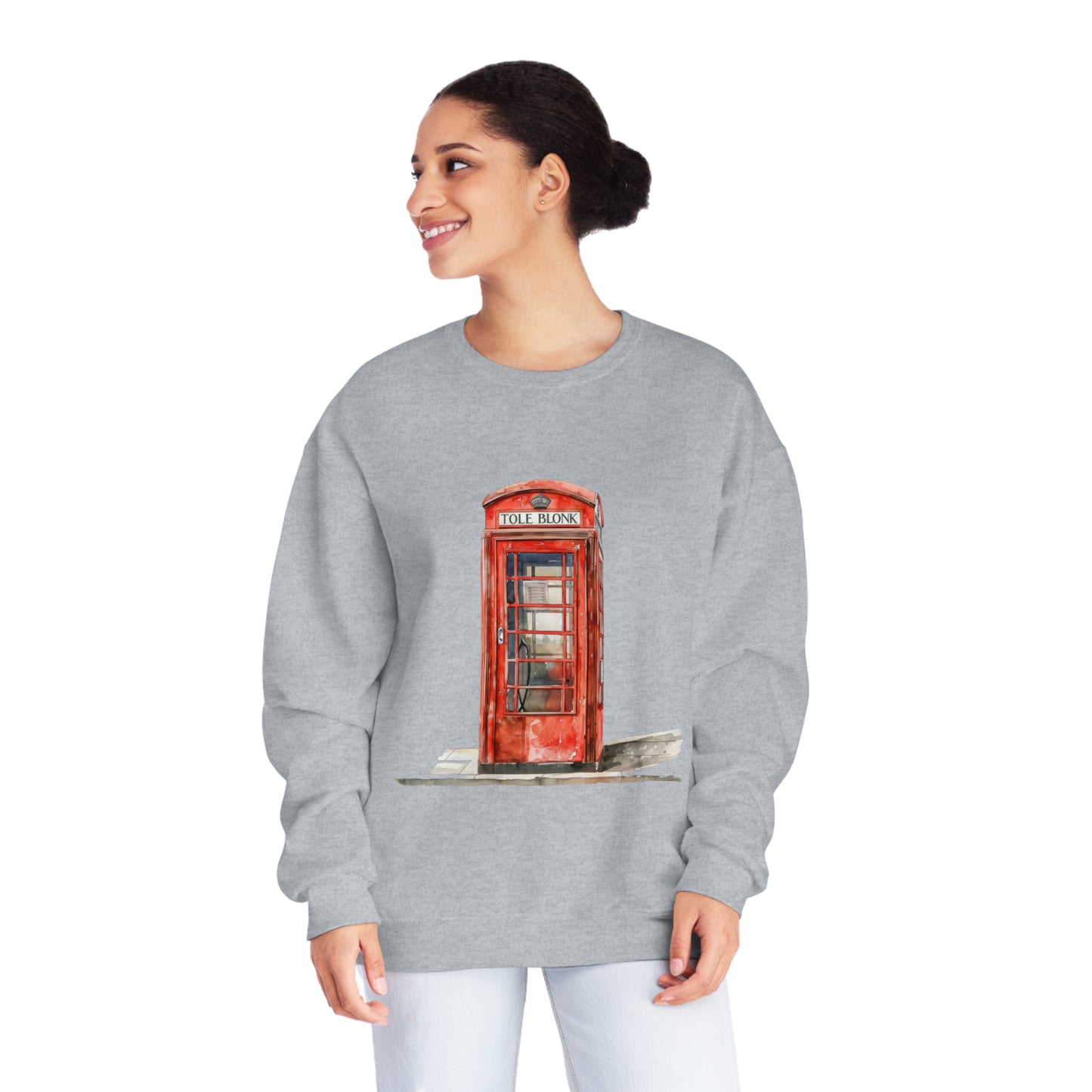 Unisex NuBlend® Crewneck Sweatshirt - Iconic British Public Telephone - Classic Red Phone Box Design