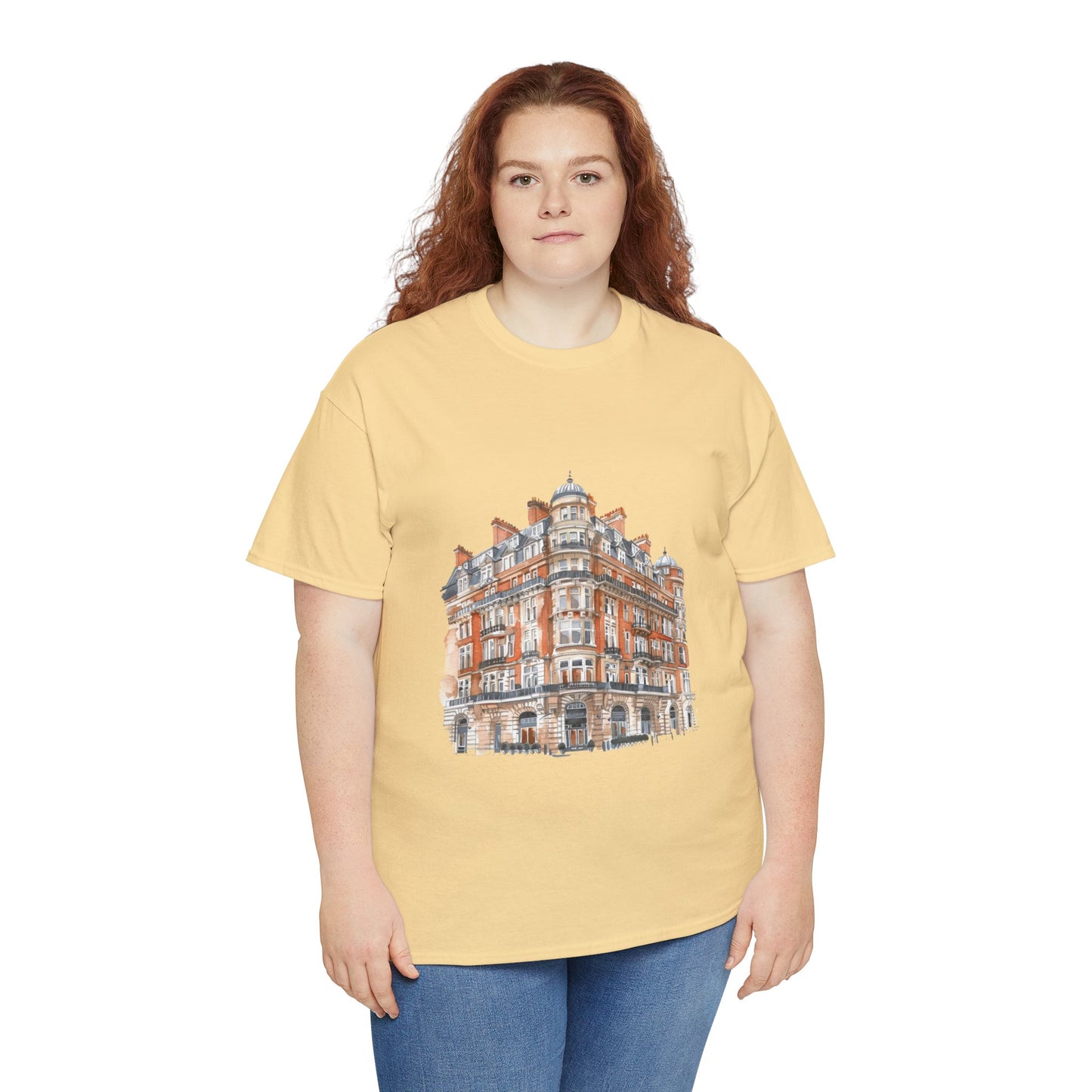 Unisex Heavy Cotton Tee - Classic British Architecture - Elegant Historic Building