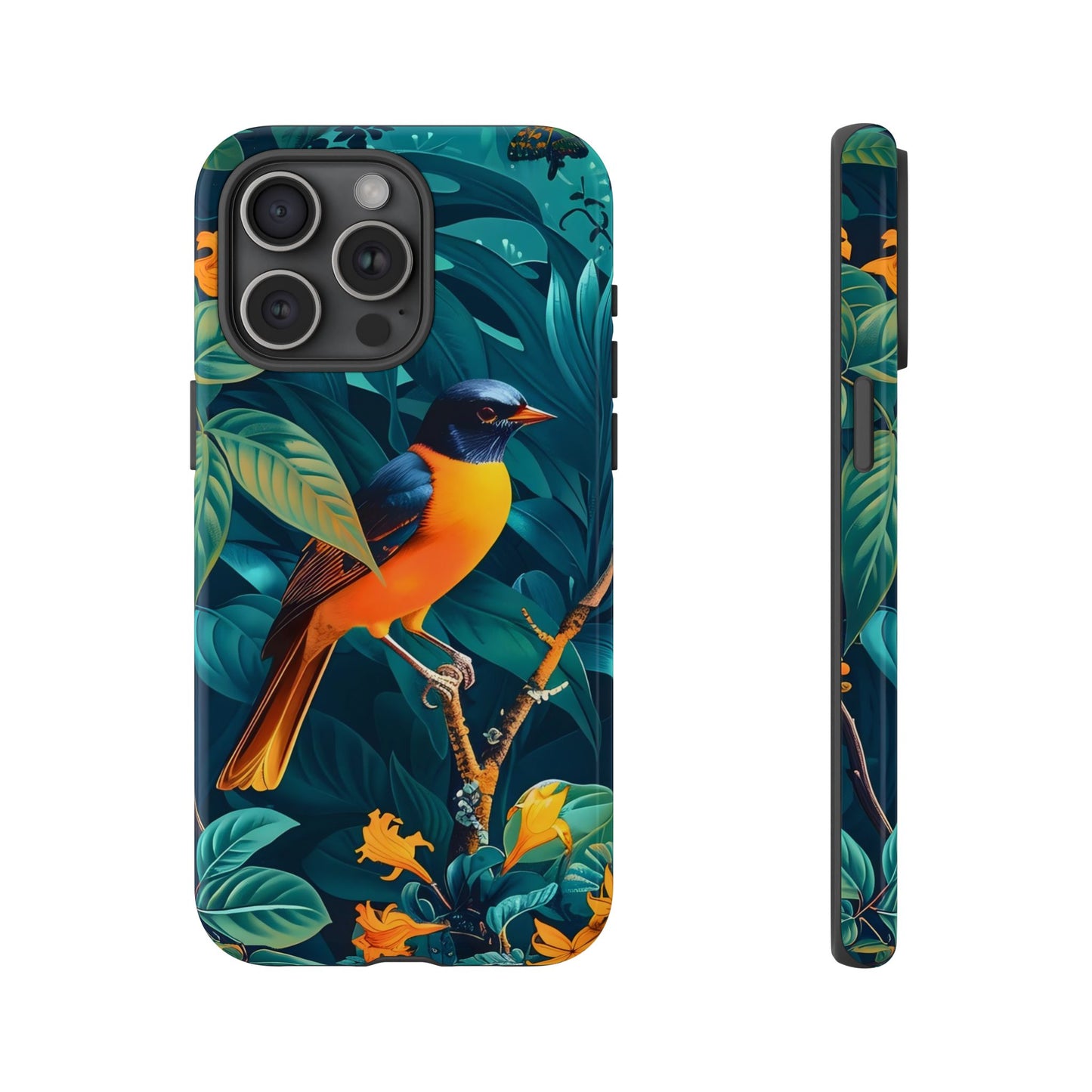 Tough Cases: Vibrant Bird Phone Case, Nature Lover Gift, Eco-Friendly Cover, Floral Design, Spring Decor