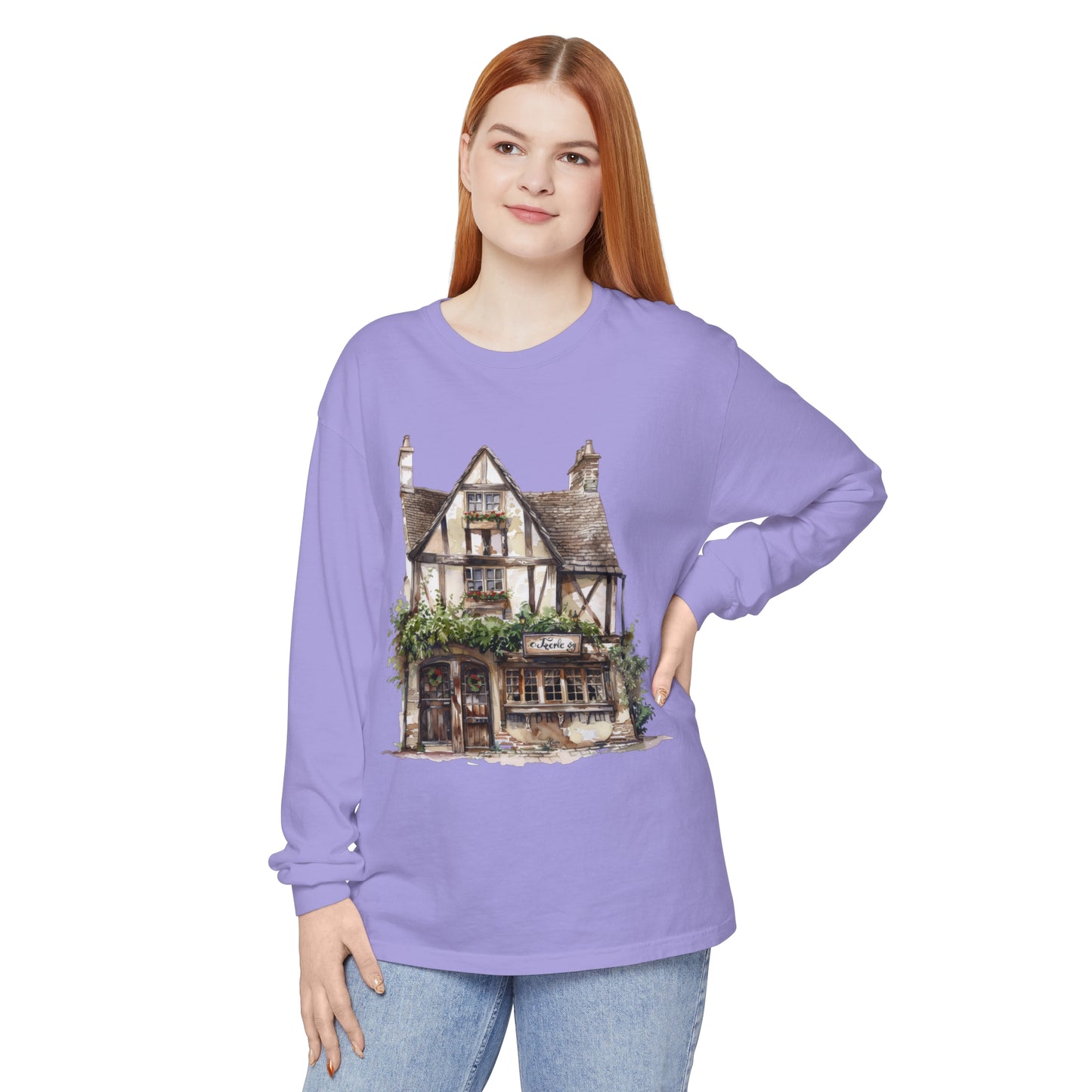 Unisex Garment-dyed Long Sleeve T-Shirt - British Historic House