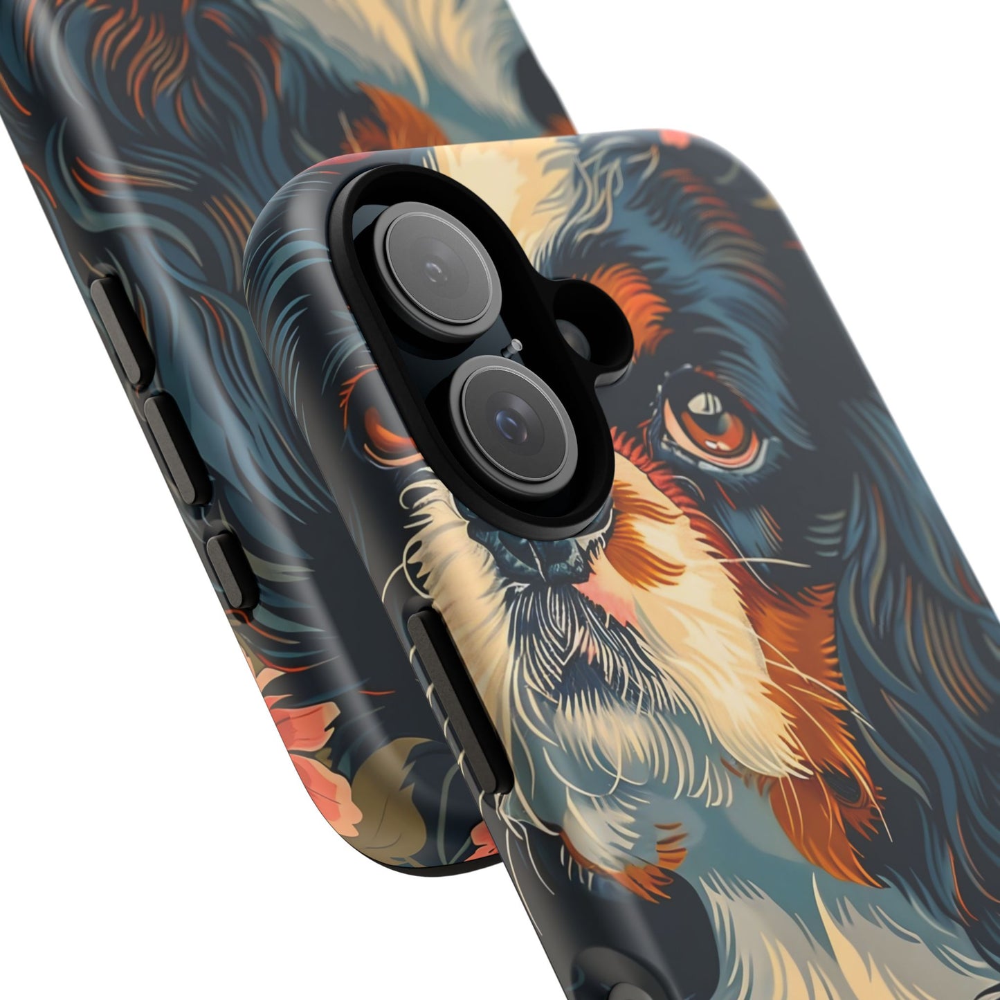Cavalier King Charles Spaniel Phone Case, Floral Dog Lover Gift, Tough Phone Cover, Pet Owner Accessory, Unique Dog Design