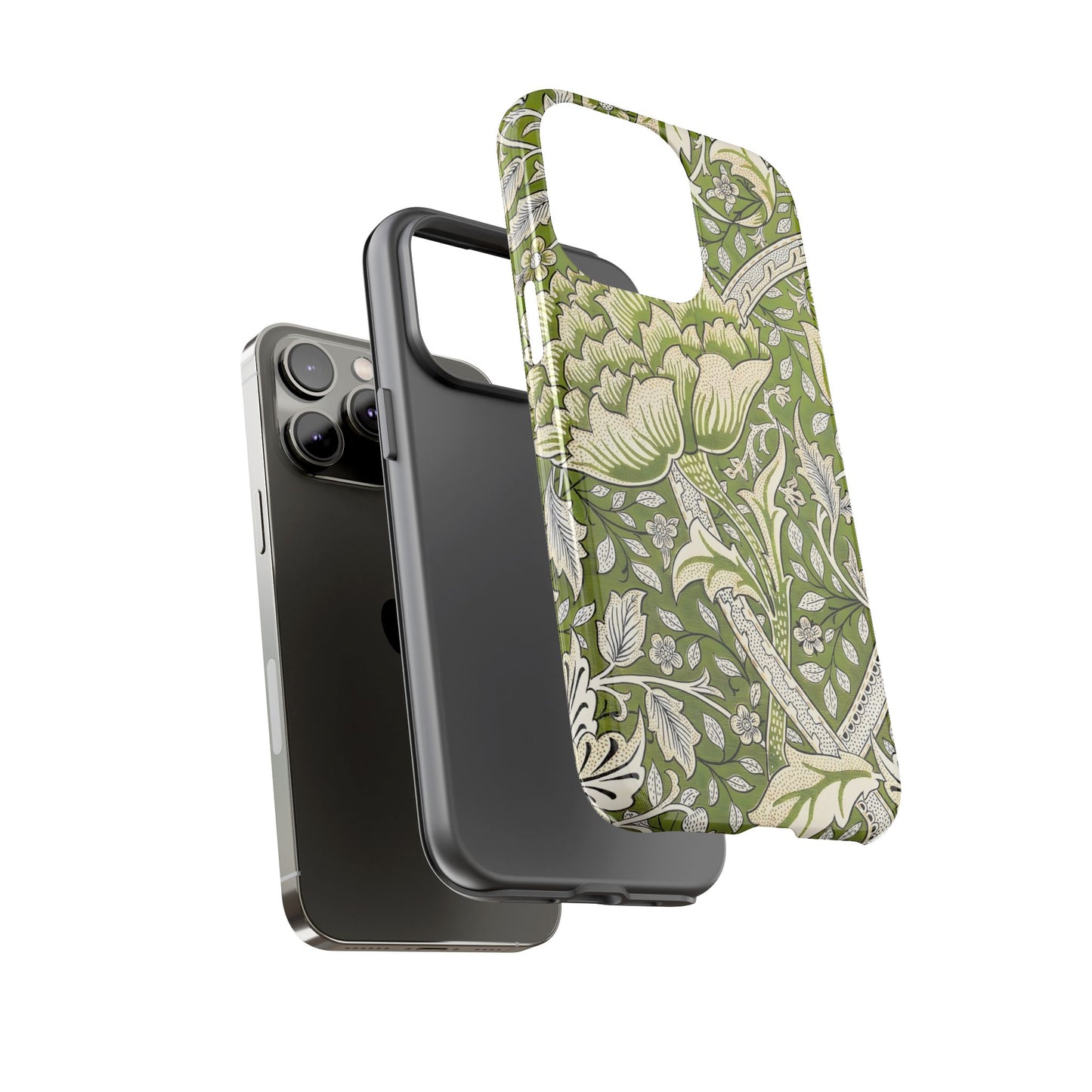 Stylish Phone Case with Floral Design, Durable Protective Cover for iPhone, Unique Gift for Birthdays, Mother's Day, Green Aesthetic