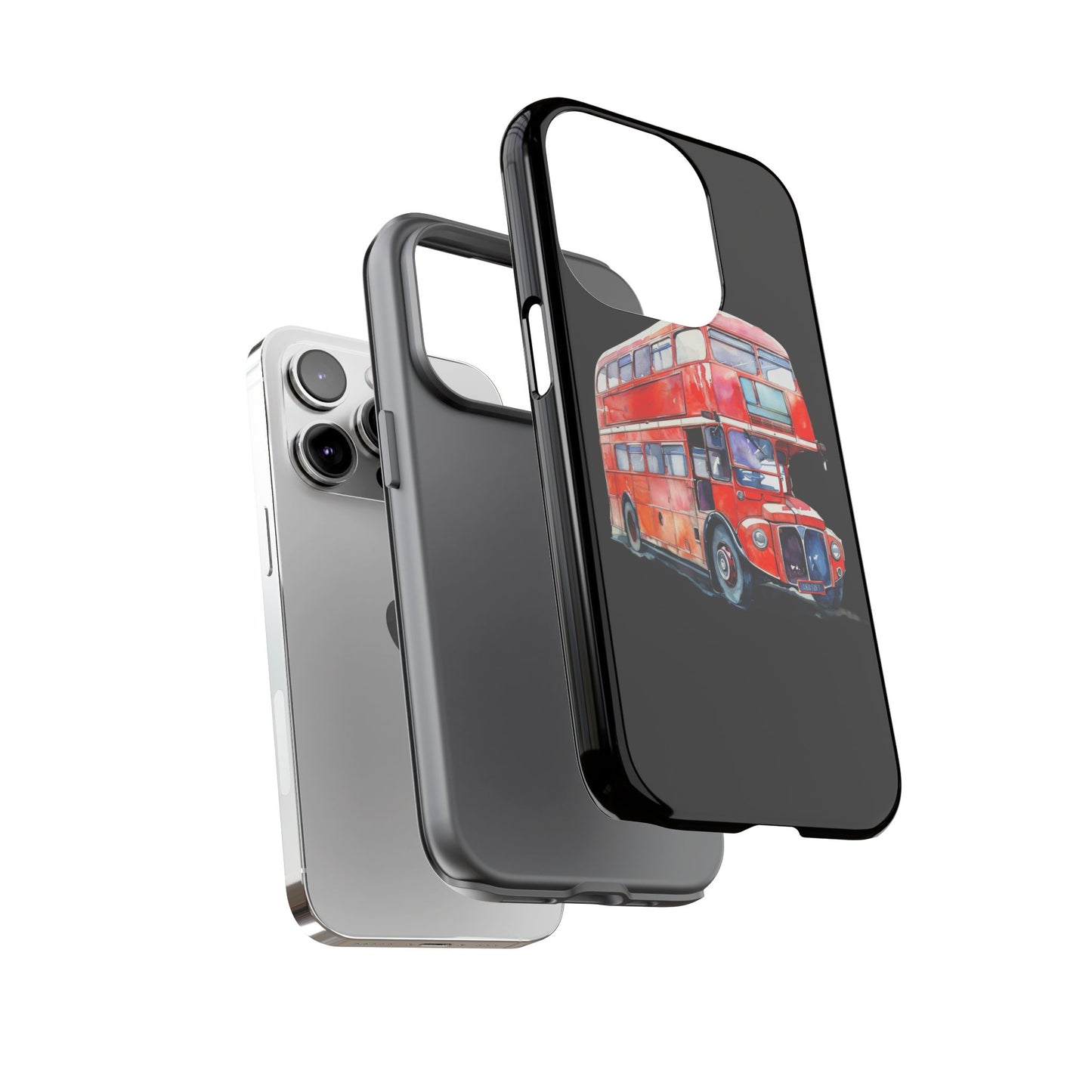 London Bus Phone Case, Tough iPhone Cover, Unique Gift for Travelers, Vintage Style Accessories, Holiday Present Idea