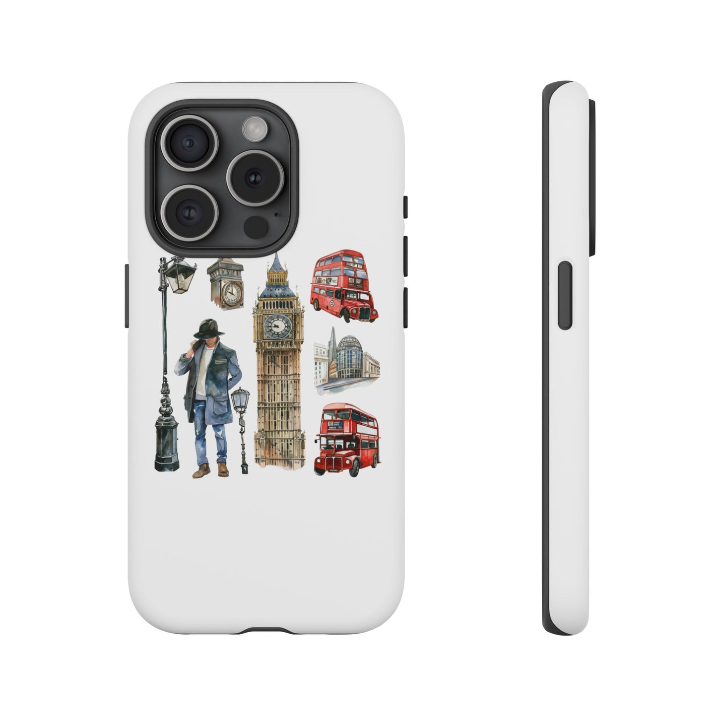 London Iconic Design Phone Case, Tough Cases, Gift for Travelers, London Souvenir, London Icons, Red Bus Phone Case