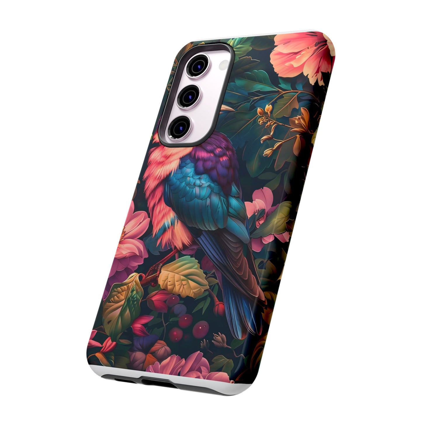 Tough Cases: Vibrant Tropical Bird Phone Case, Floral Smartphone Cover, Nature Lover Gift, Boho Phone Accessory, Cute Bird Case